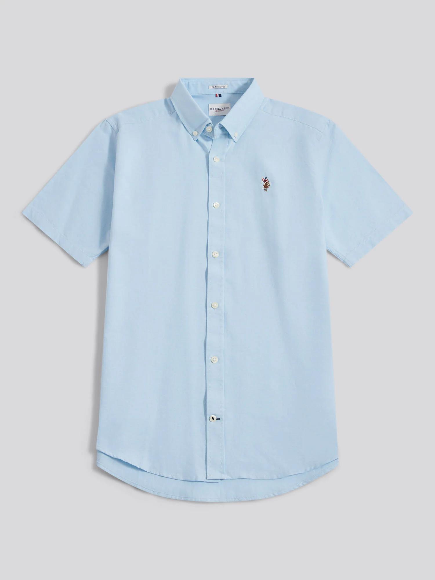 Mens  Short Sleeve Oxford Shirt Ice Blue - Image 6