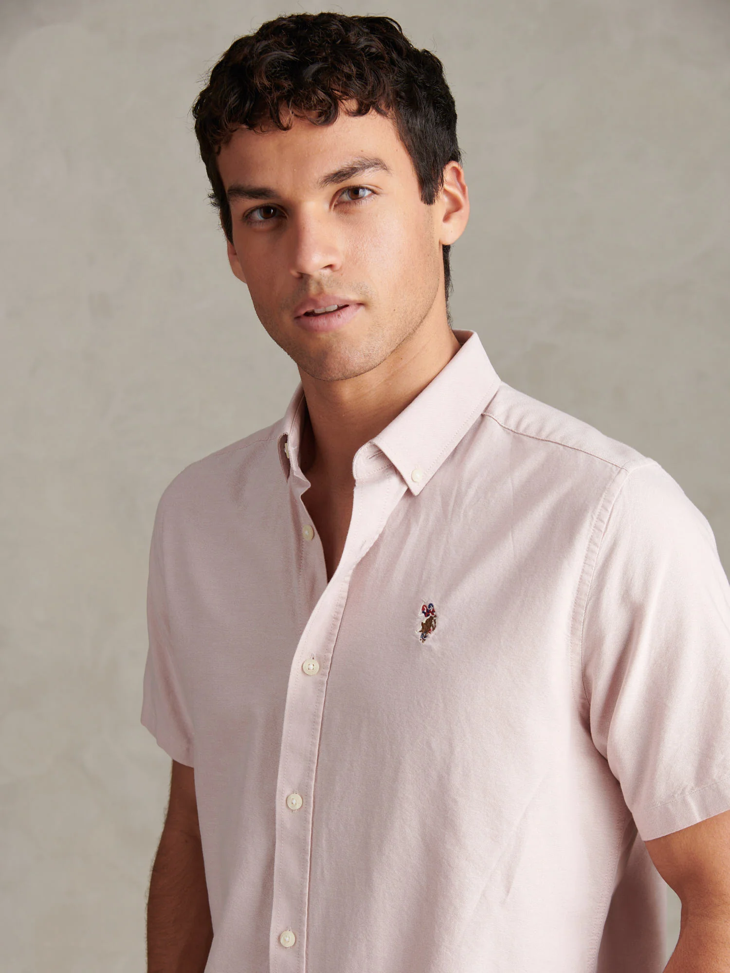 Mens Short Sleeve Oxford Shirt Sepia Rose - Image 2