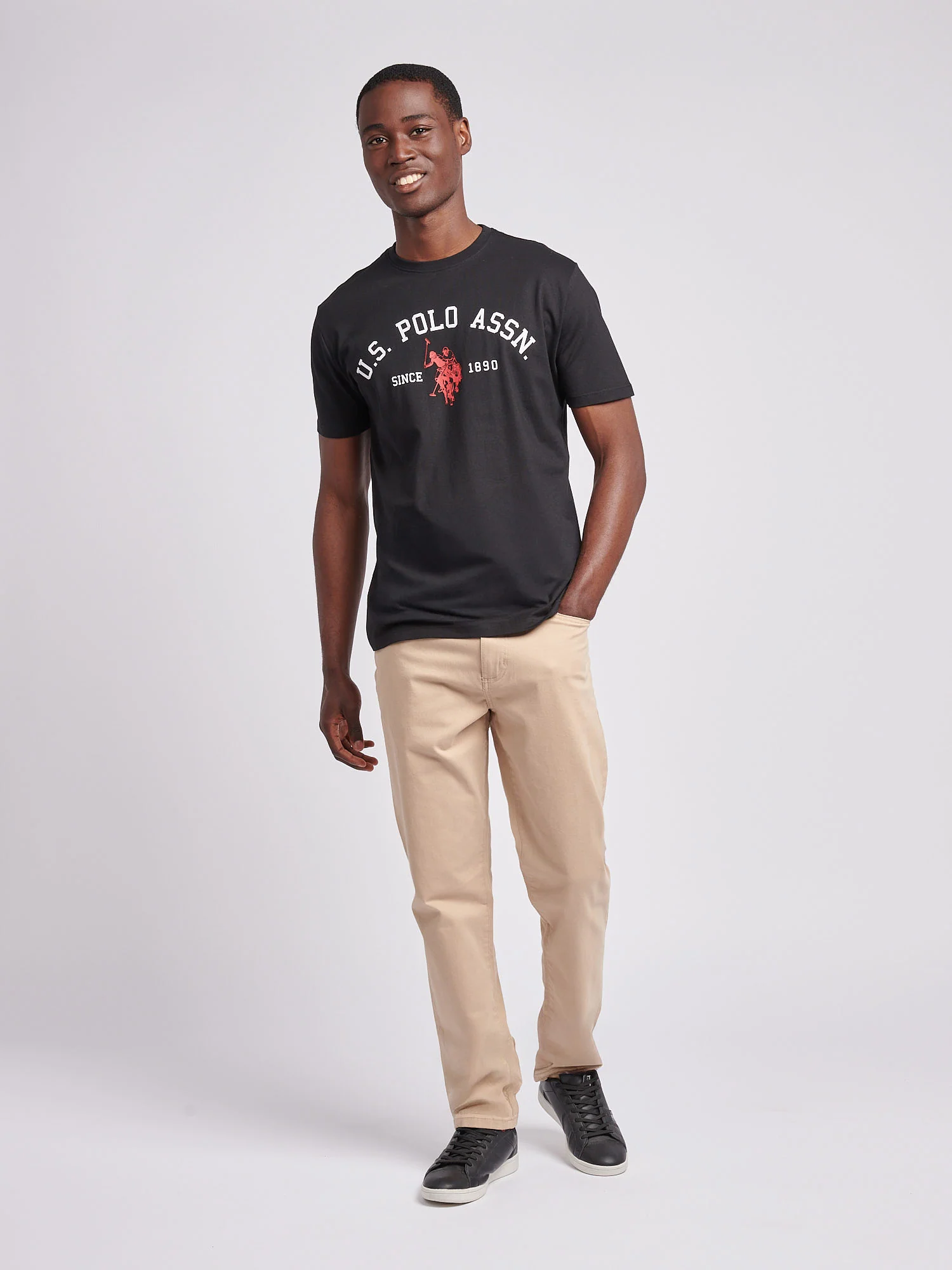 Mens Signature Arch Print T-Shirt Black - Image 3