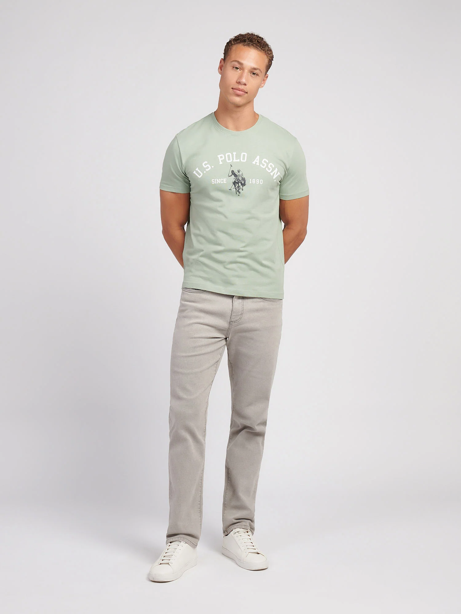 Mens Signature Arch Print T-Shirt Iceberg Green - Image 3