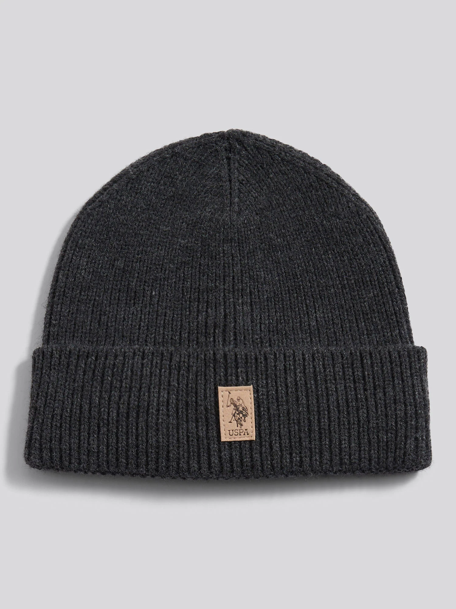Mens Signature Double Horsemen Knit Beanie in Charcoal Marl
