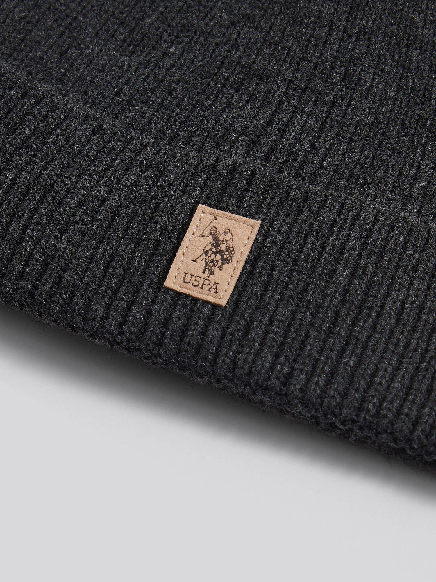 Mens Signature Double Horsemen Knit Beanie in Charcoal Marl - Image 3