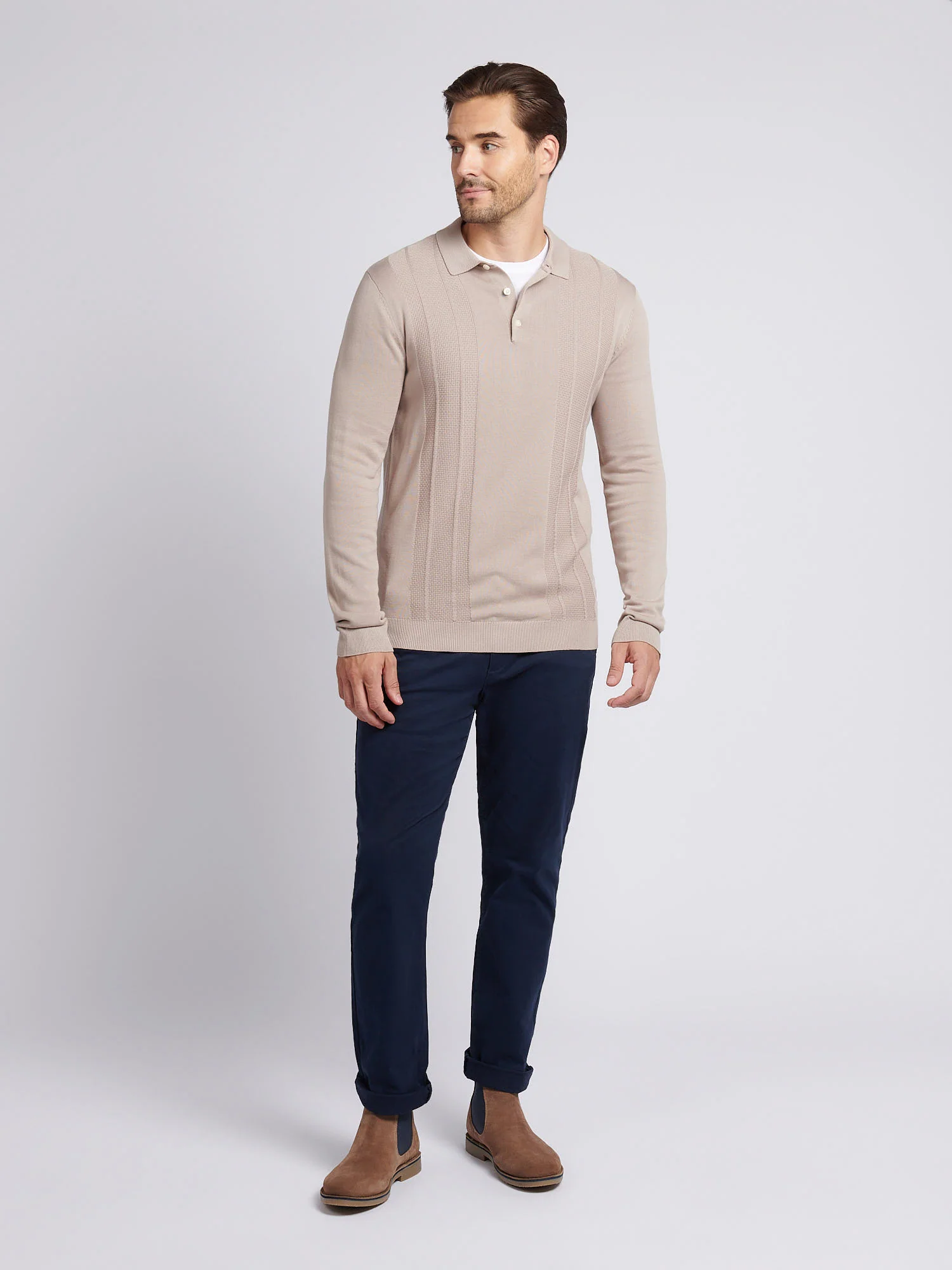 Mens Signature Smart Texture Polo Shirt in Atmosphere - Image 3