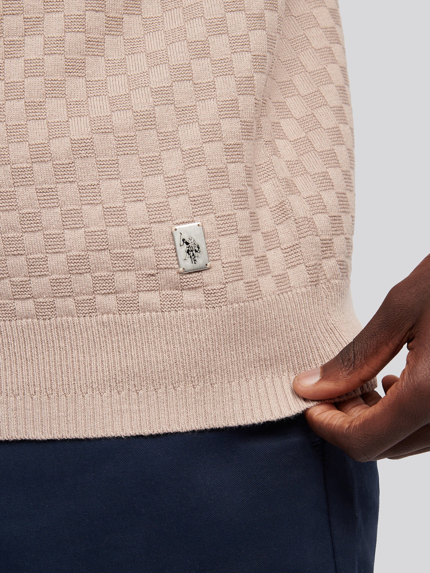 Mens Smart Checkerboard Zip Through Funnel in Atmosphere - Image 2