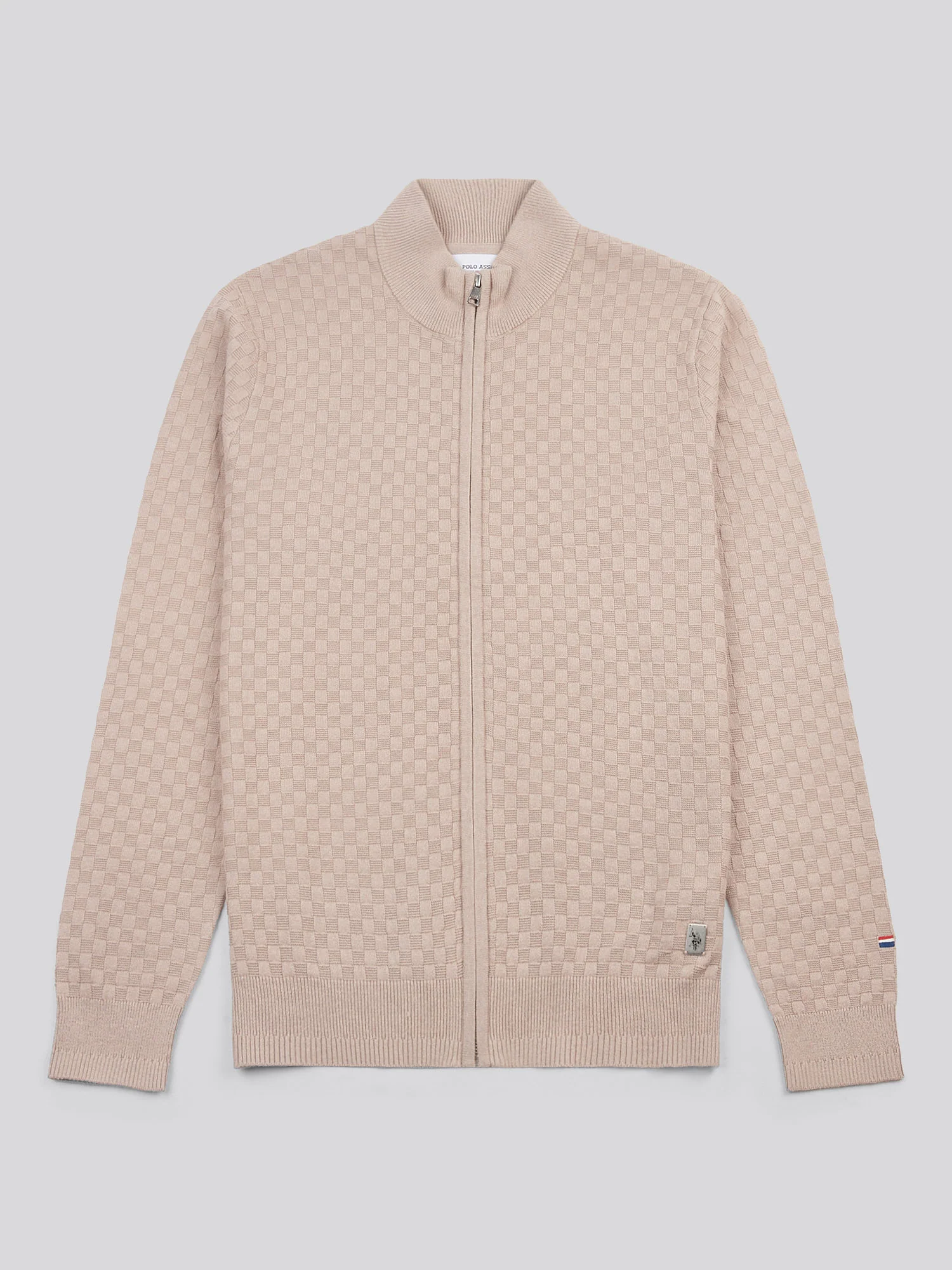 Mens Smart Checkerboard Zip Through Funnel in Atmosphere - Image 6