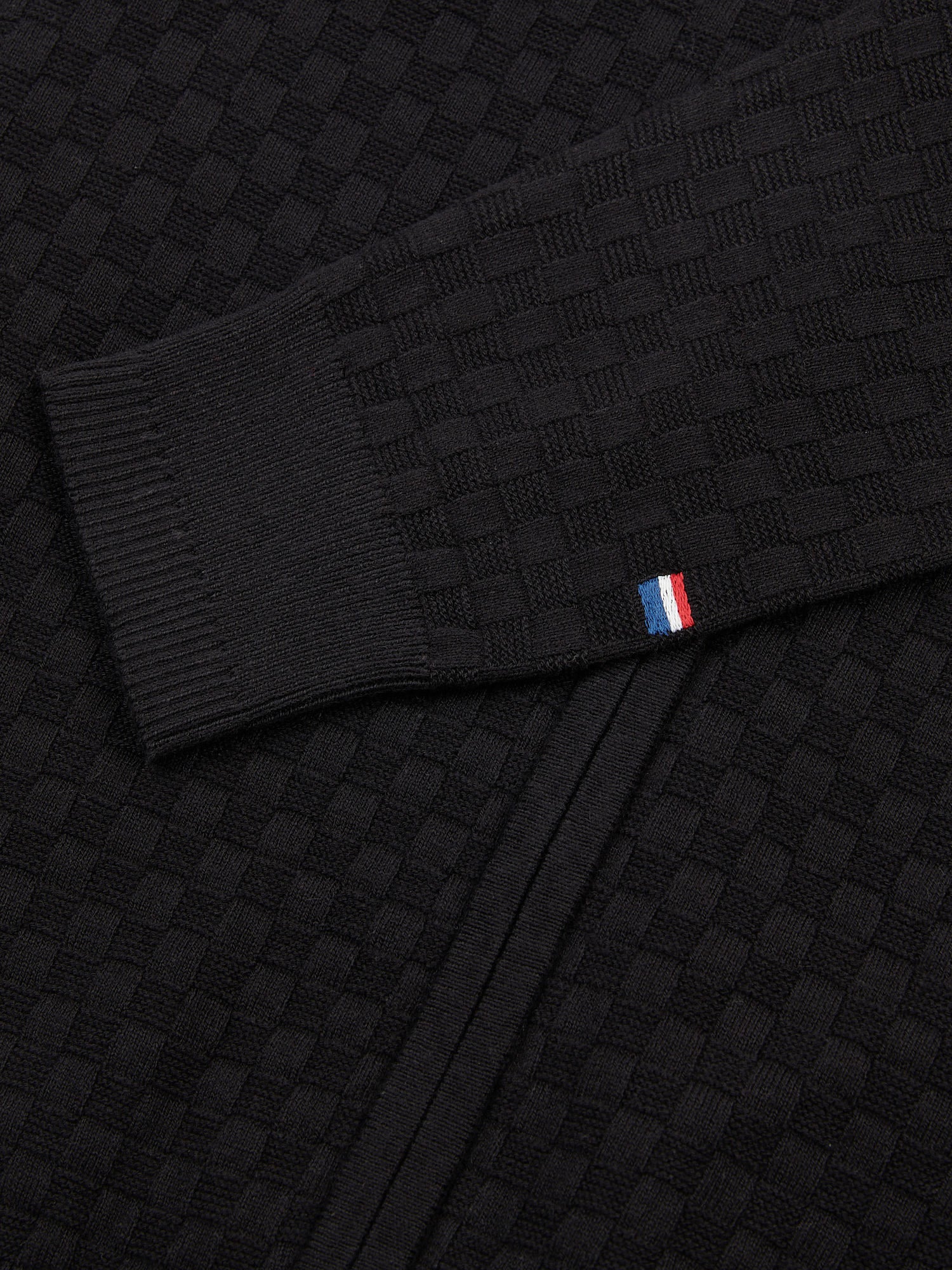 Mens Smart Checkerboard Zip Through Funnel in Black - Image 7