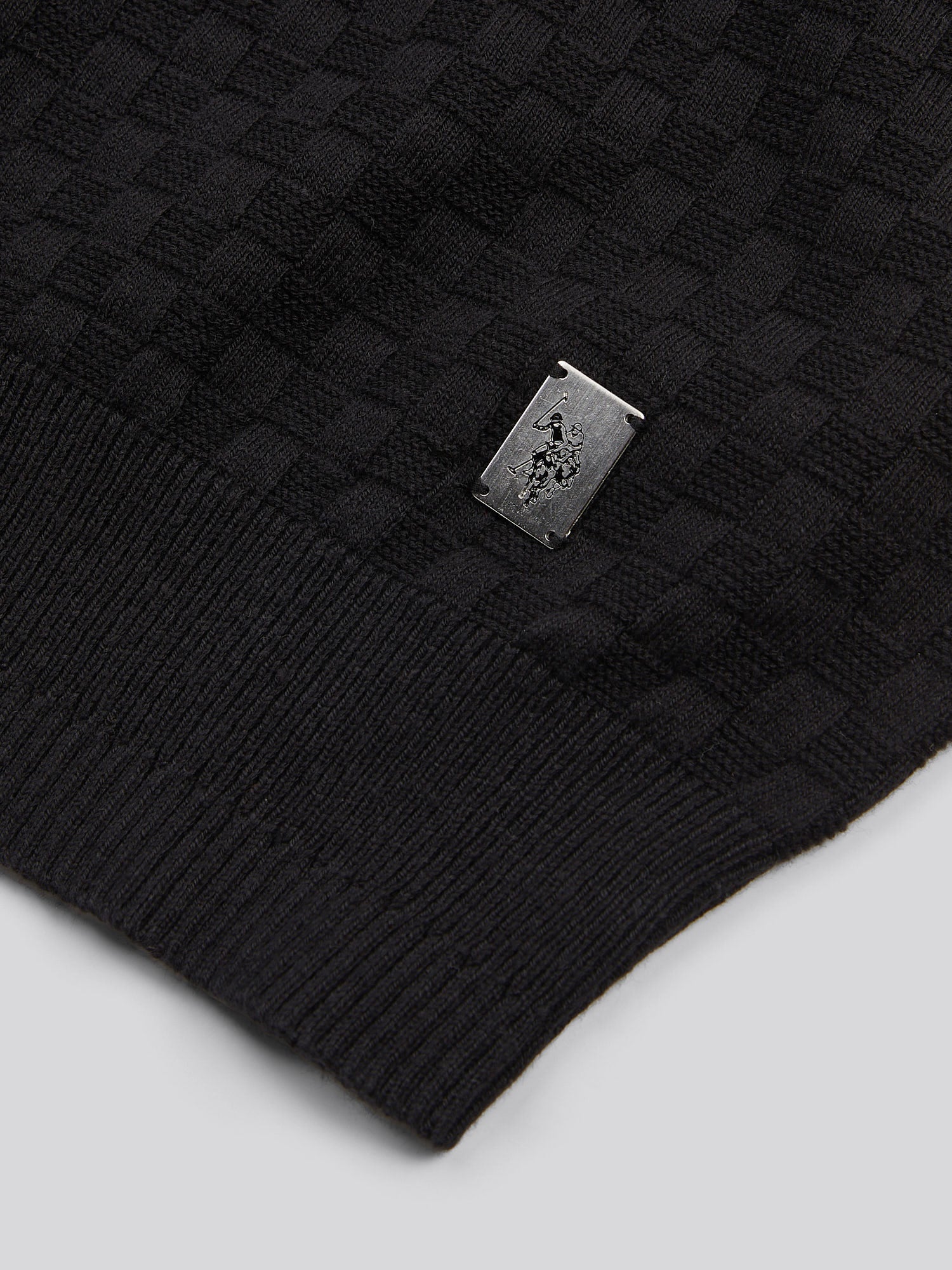 Mens Smart Checkerboard Zip Through Funnel in Black - Image 8