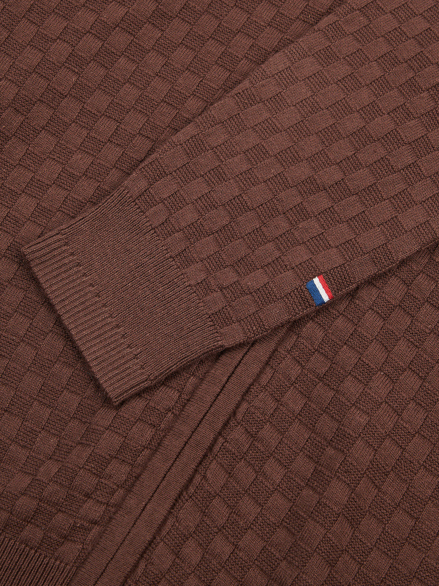 Mens Smart Checkerboard Zip Through Funnel in Chocolate Martini - Image 7