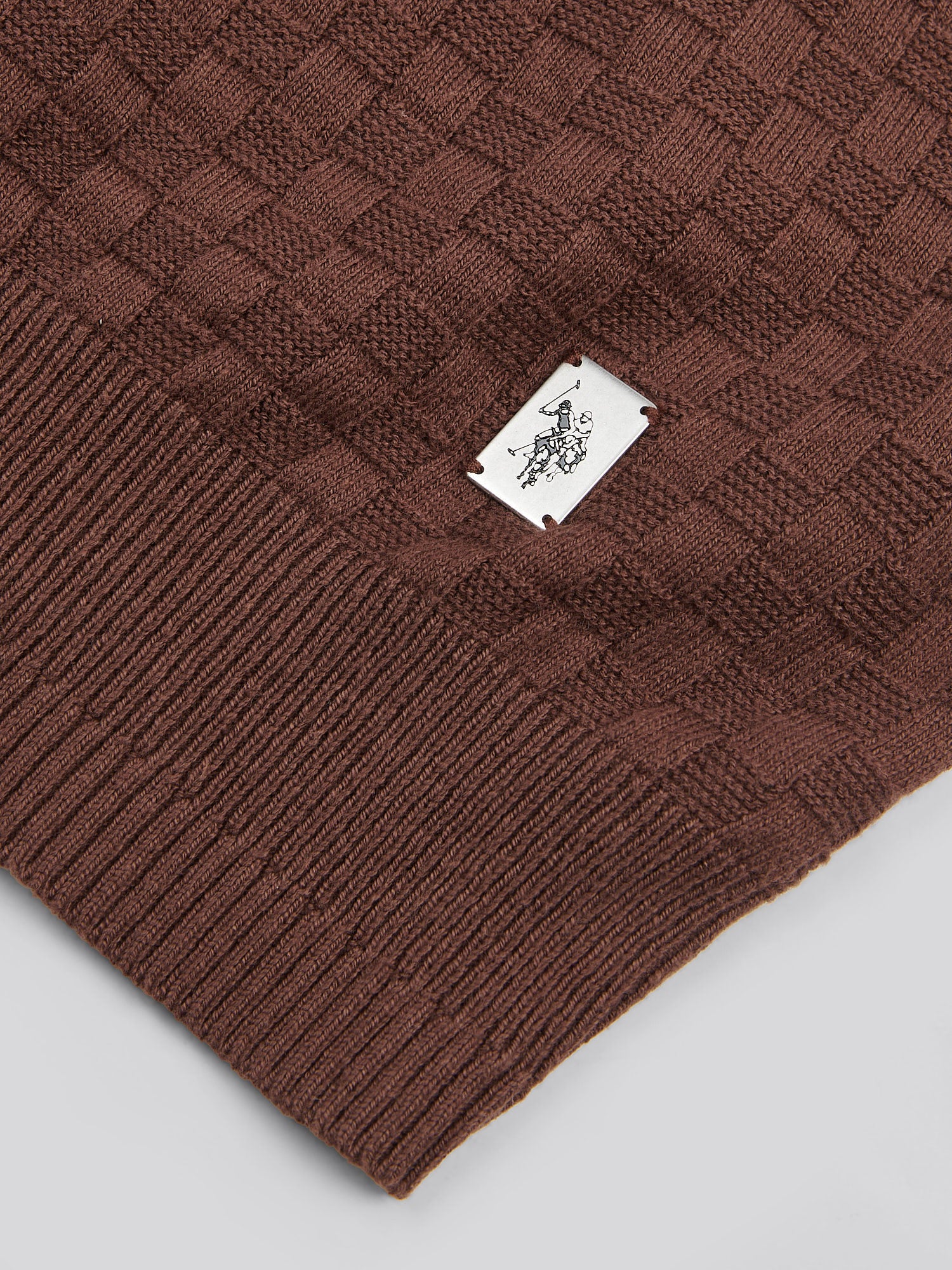Mens Smart Checkerboard Zip Through Funnel in Chocolate Martini - Image 8