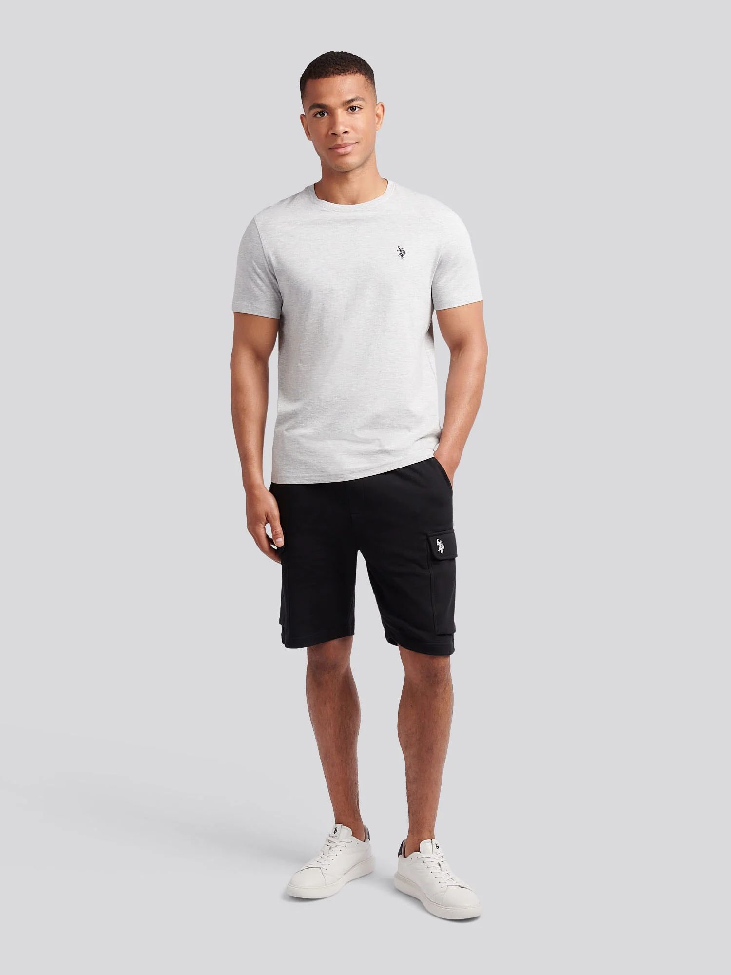 Mens Smart Utility Short in Black Bright White DHM - Image 3