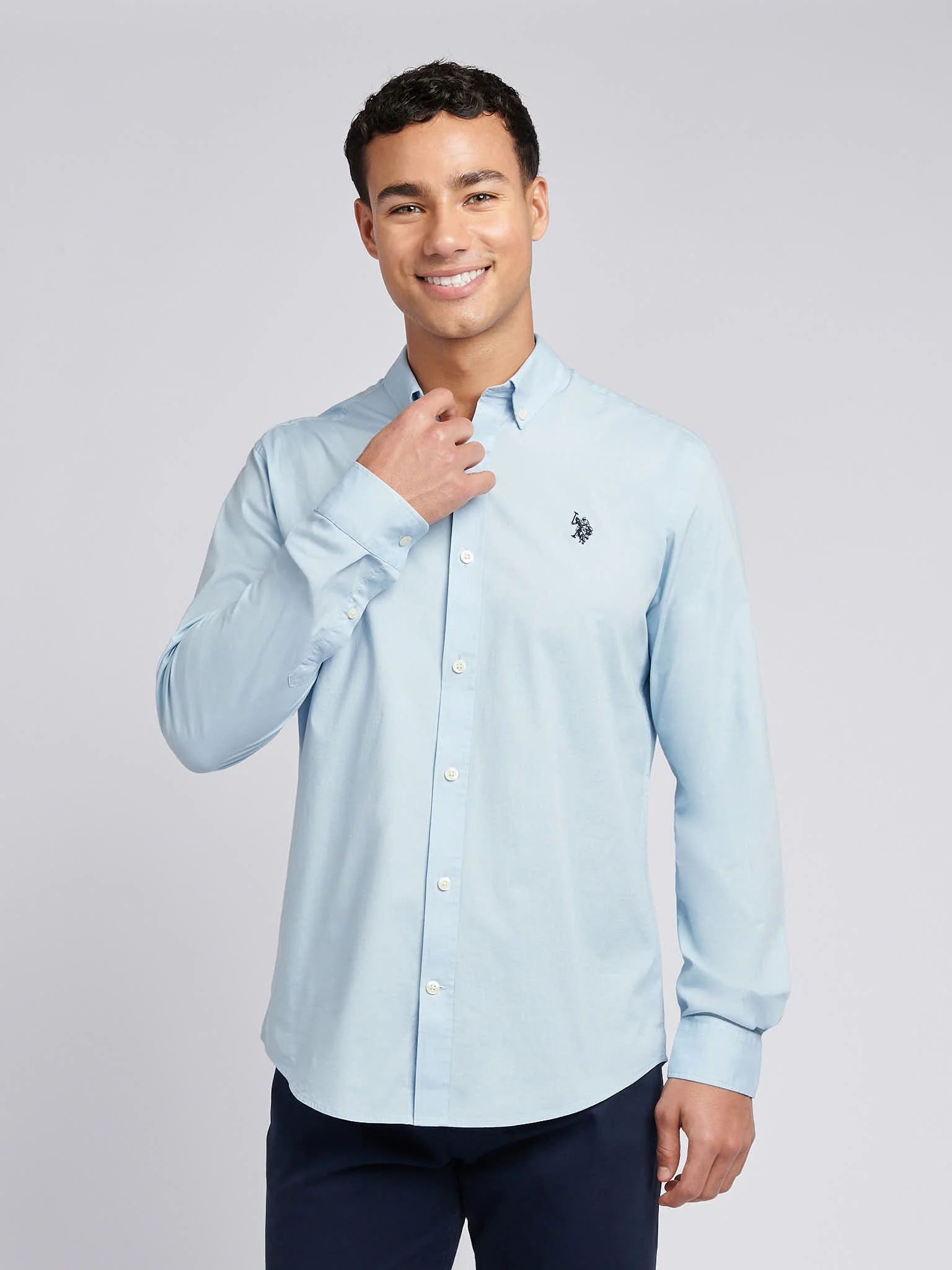 Mens Stretch Cotton Poplin Shirt Skyway