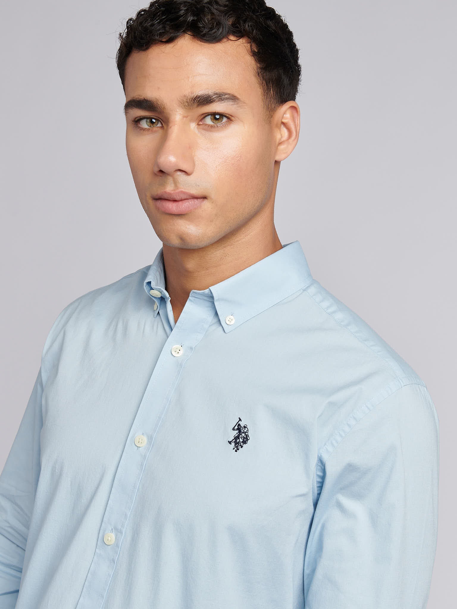 Mens Stretch Cotton Poplin Shirt Skyway - Image 2