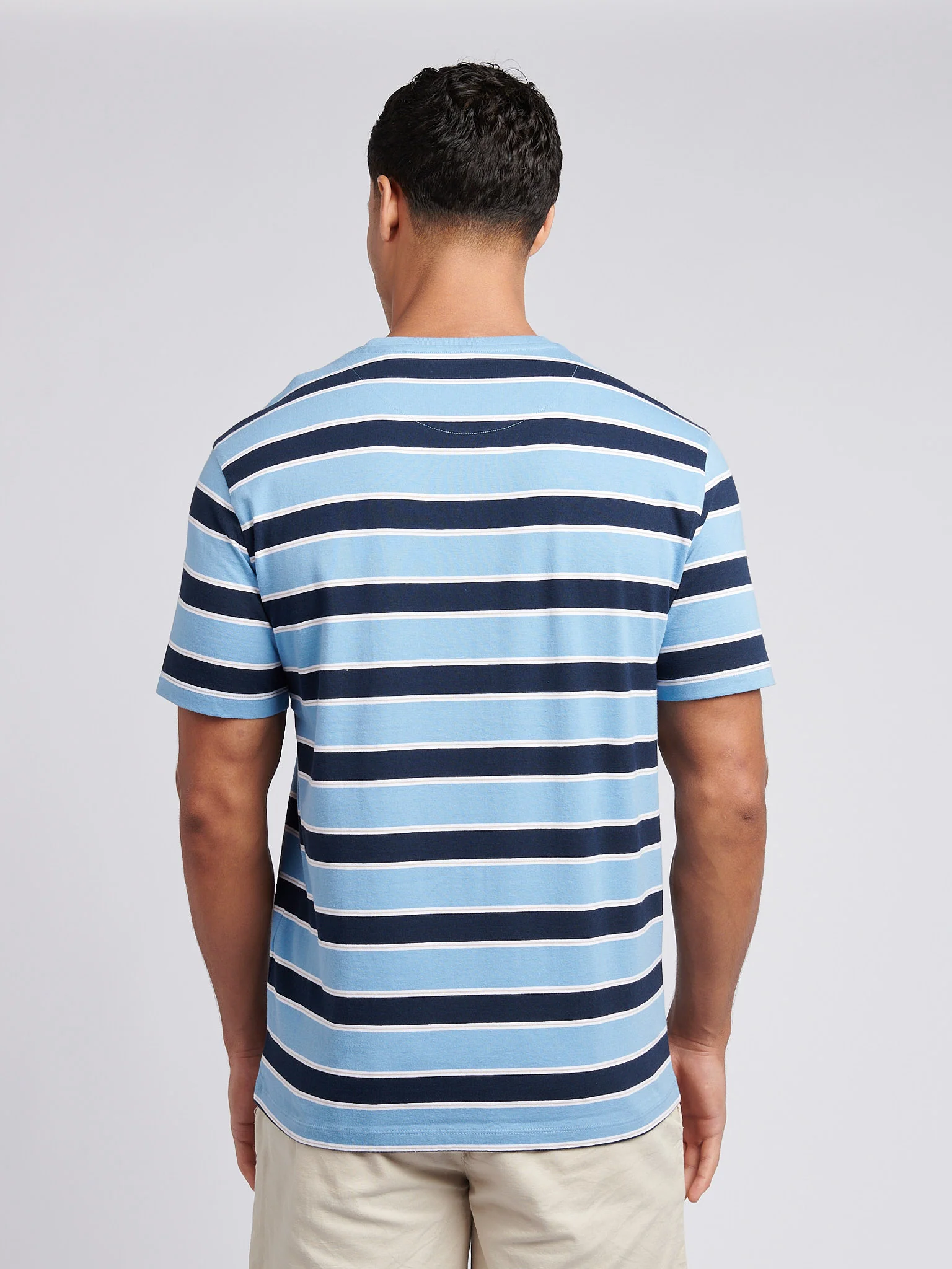 Mens Stripe Double Horsemen T-Shirt in Allure - Image 4
