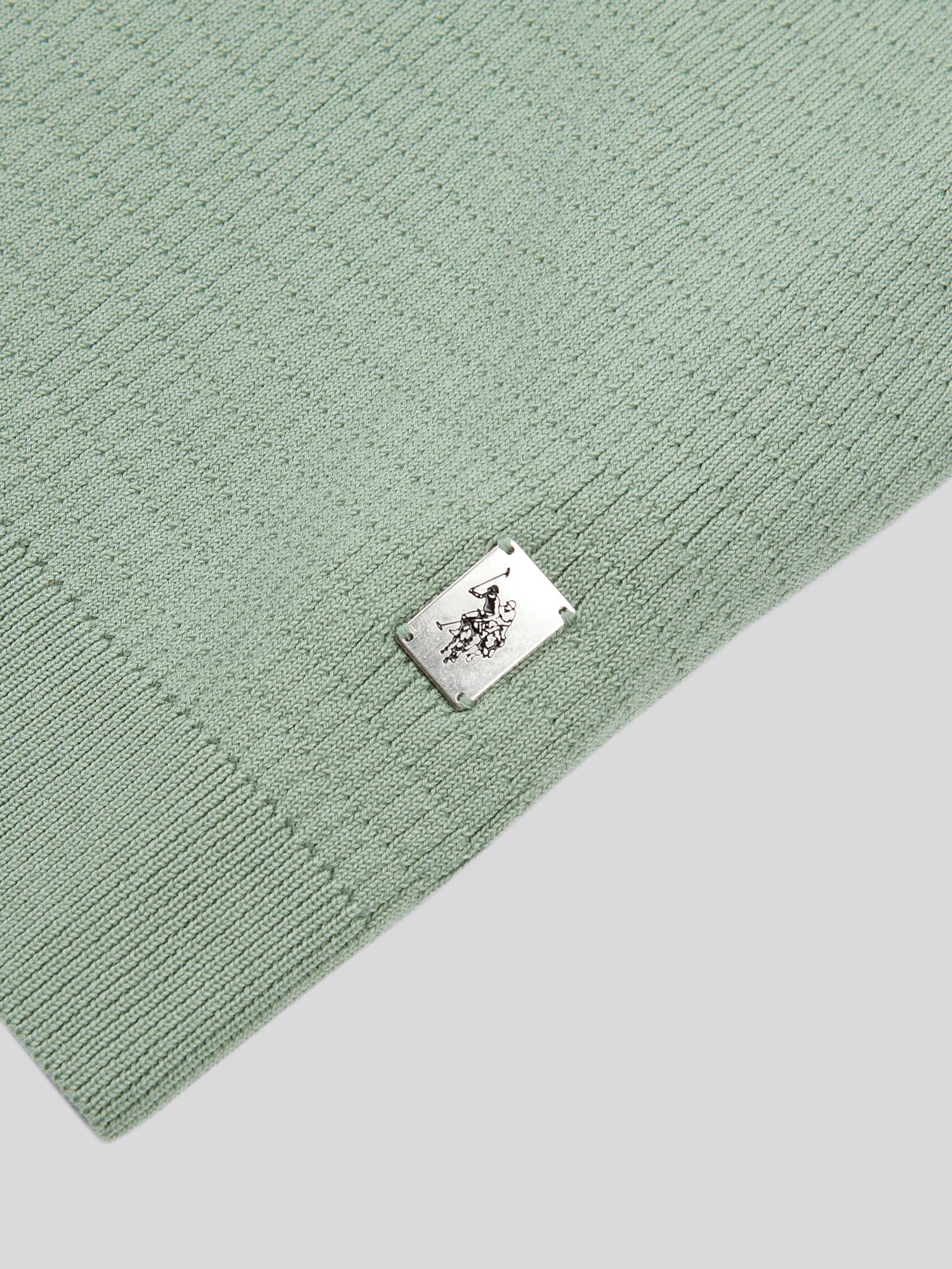 Mens Texture Open Collar Knit Polo Shirt in Green Bay - Image 7