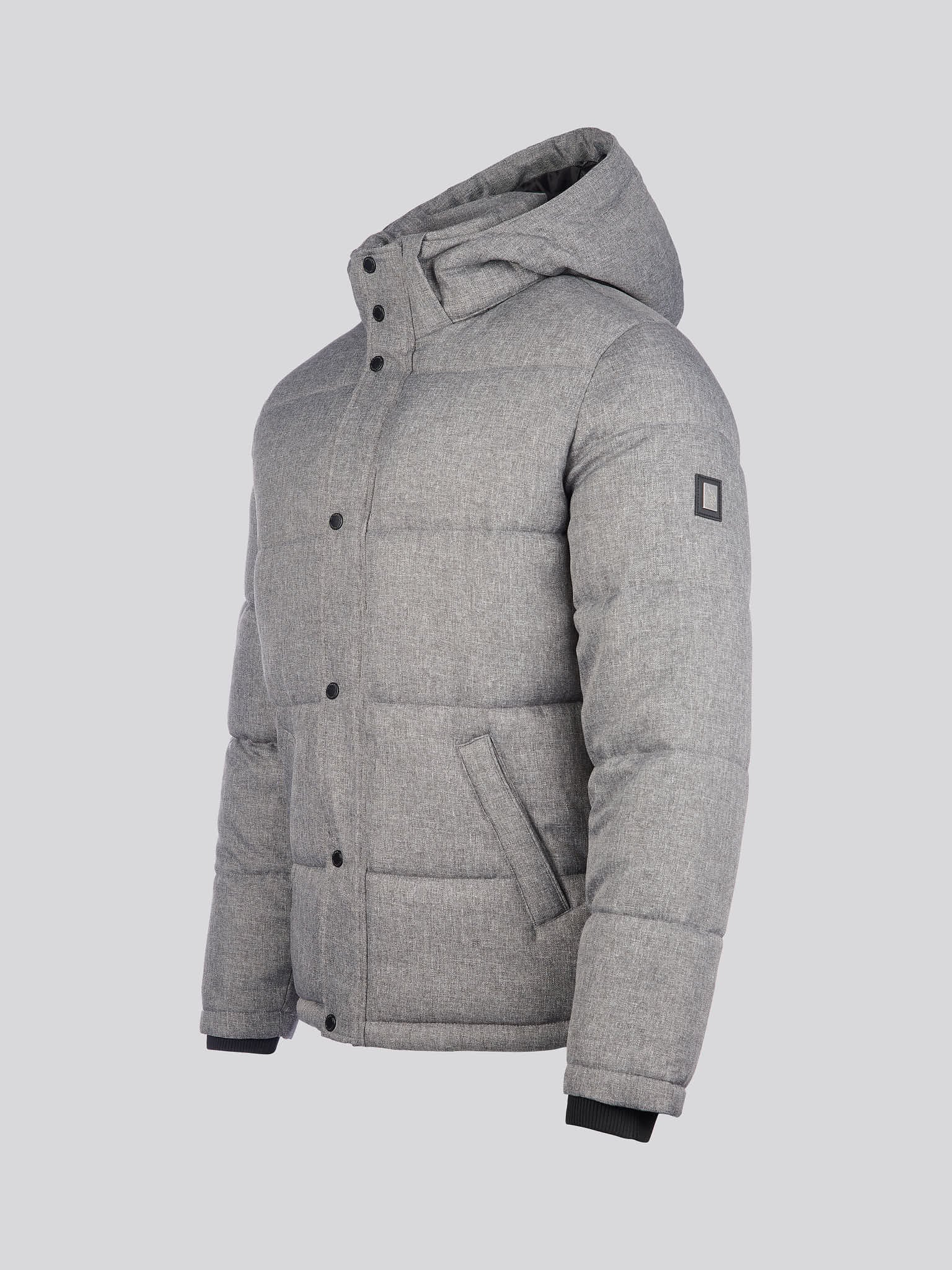 Mens Textured Winter Puffer Jacket in Charcoal - Image 10