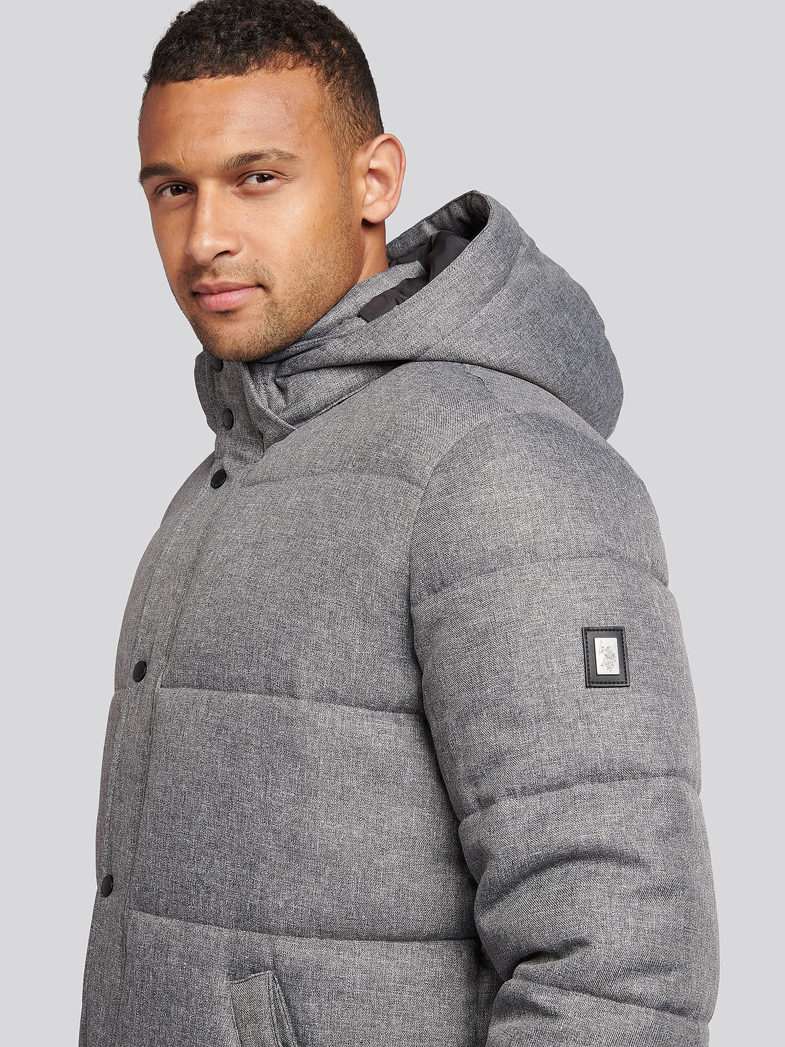 Mens Textured Winter Puffer Jacket in Charcoal - Image 2