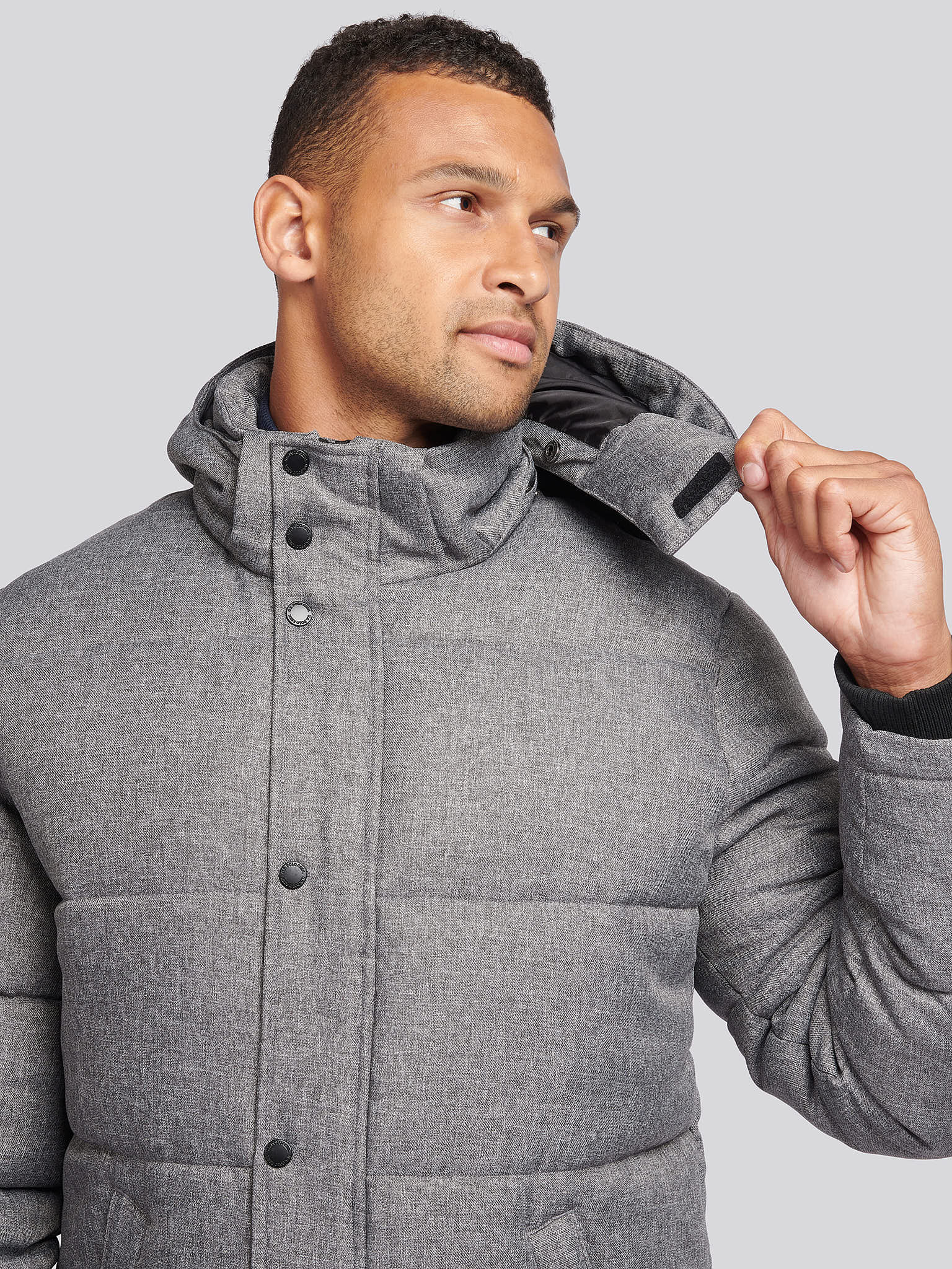 Mens Textured Winter Puffer Jacket in Charcoal - Image 5