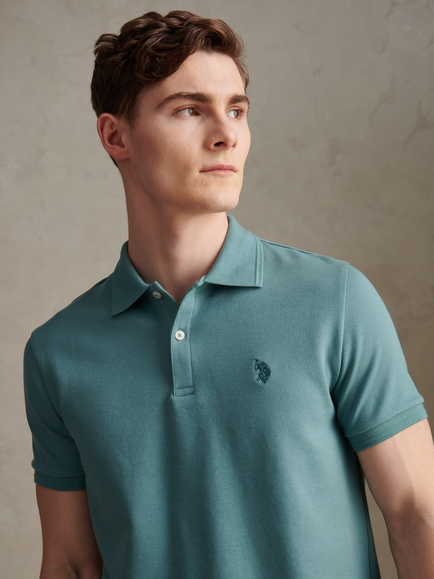 Mens Twill Texture Polo Shirt Arctic - Image 2