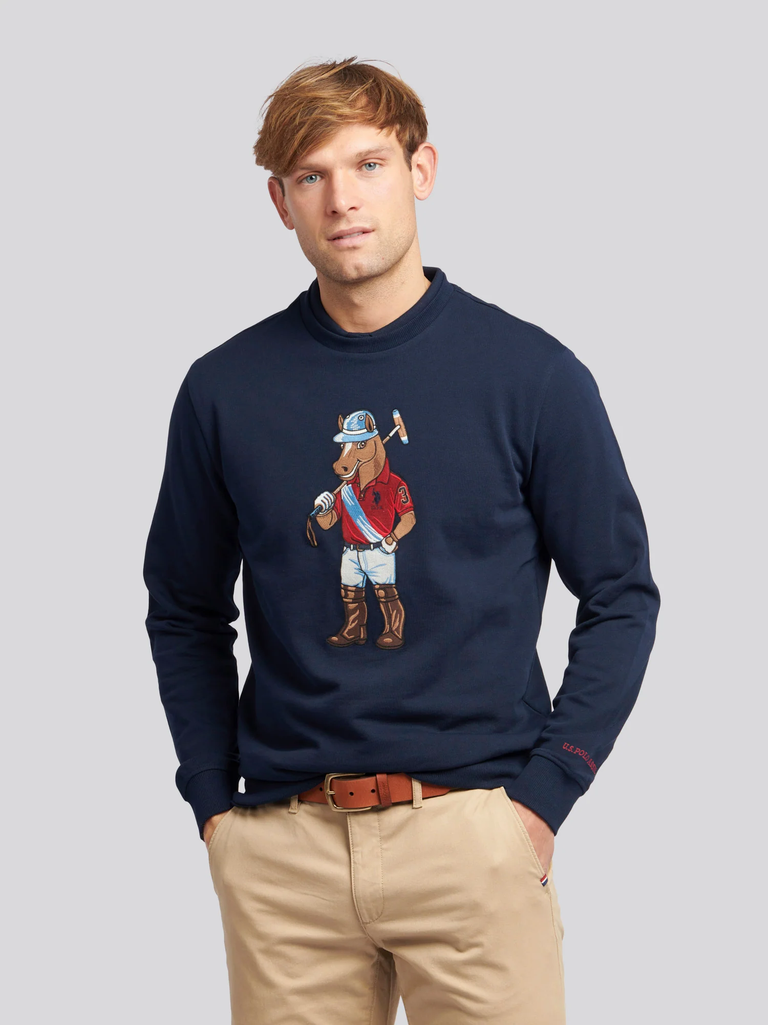 Mens USPA Chuck Loopback Crew Sweat in Dark Sapphire Navy
