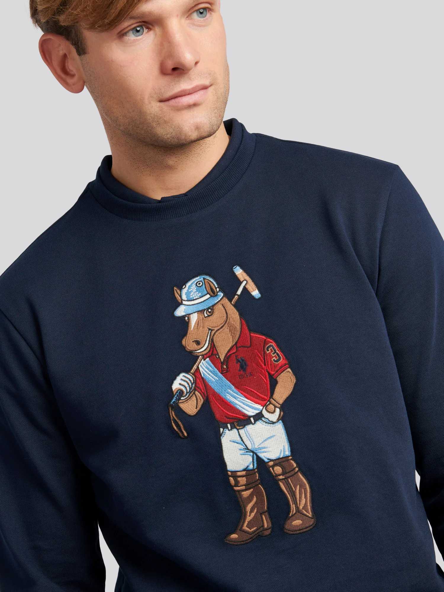 Mens USPA Chuck Loopback Crew Sweat in Dark Sapphire Navy - Image 2