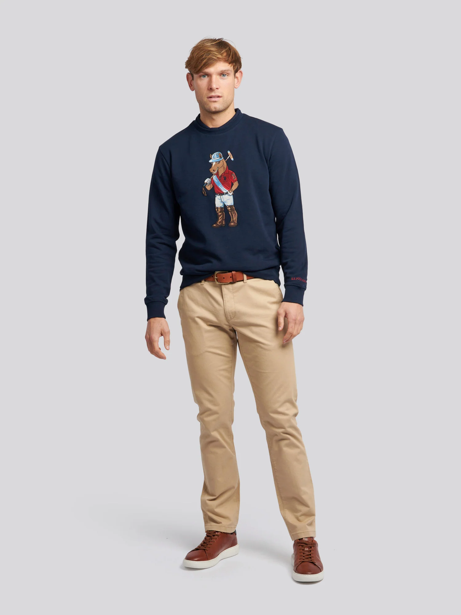 Mens USPA Chuck Loopback Crew Sweat in Dark Sapphire Navy - Image 3