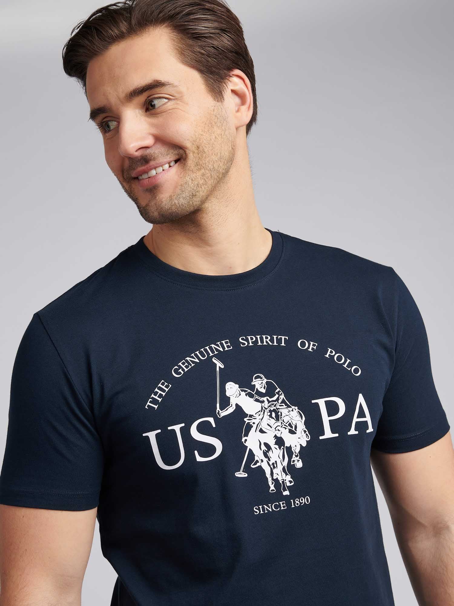 Mens USPA Print Graphic T-Shirt Dark Sapphire Navy - Image 2
