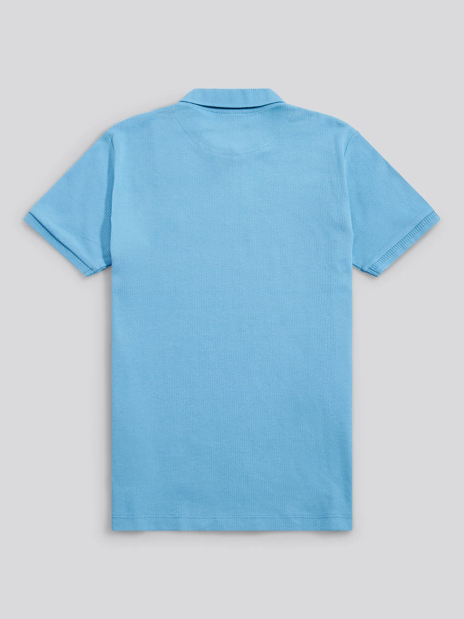 Mens Vertical Texture Polo Shirt in Heritage Blue - Image 6