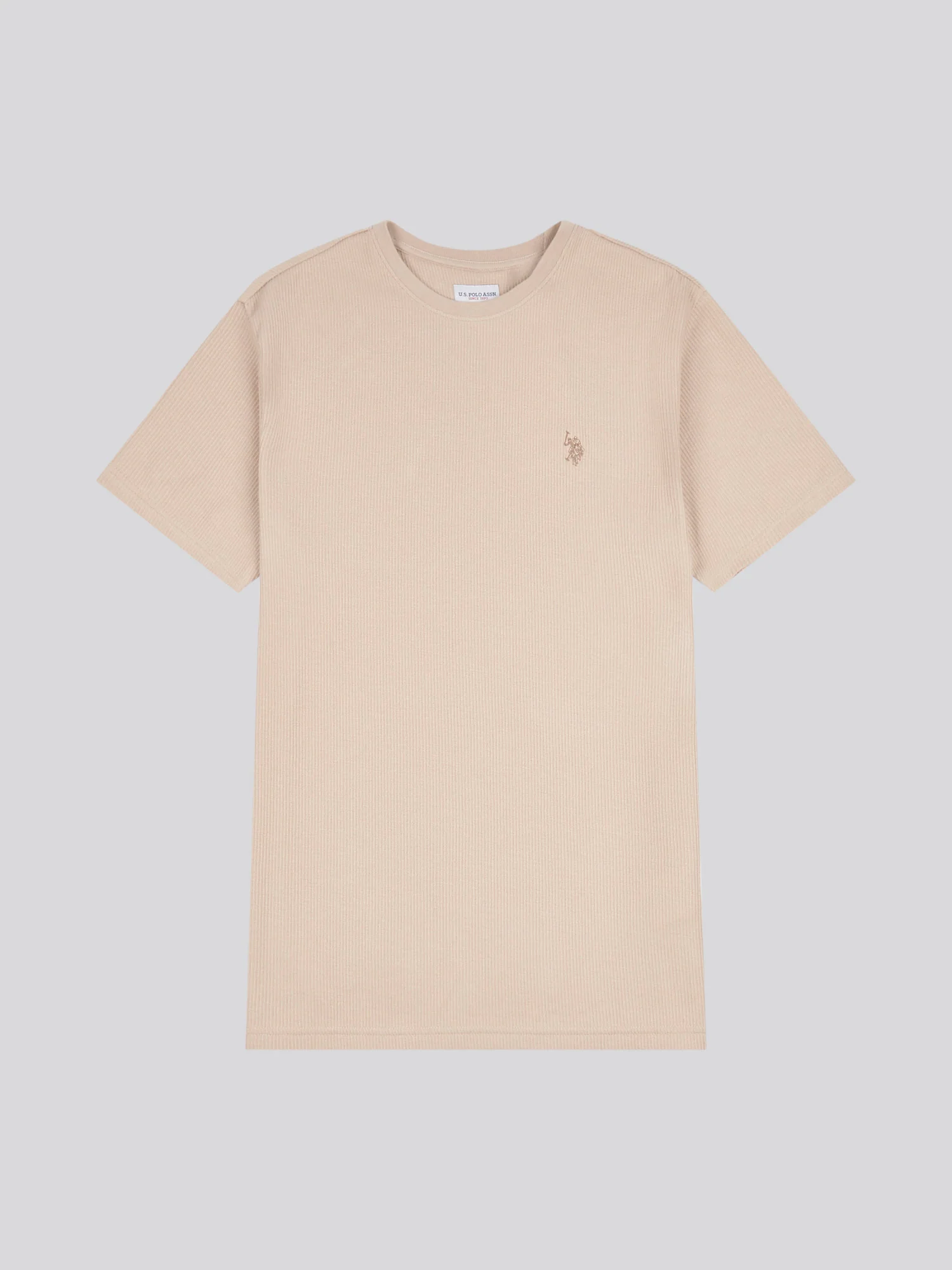Mens Vertical Texture T-Shirt in Doeskin - Image 5