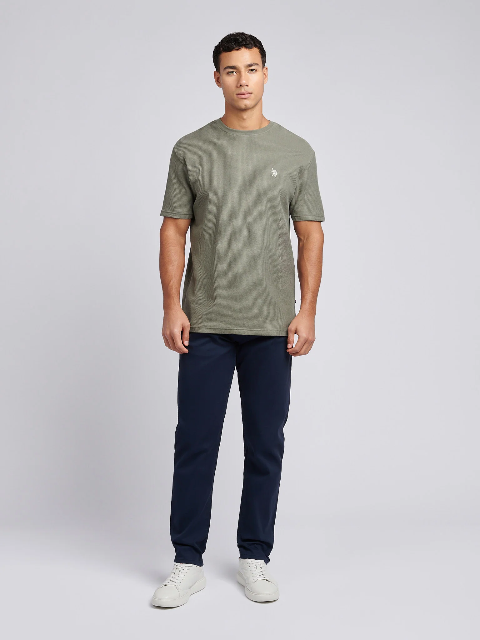 Mens Vertical Texture T-Shirt in Mulled Basil - Image 3