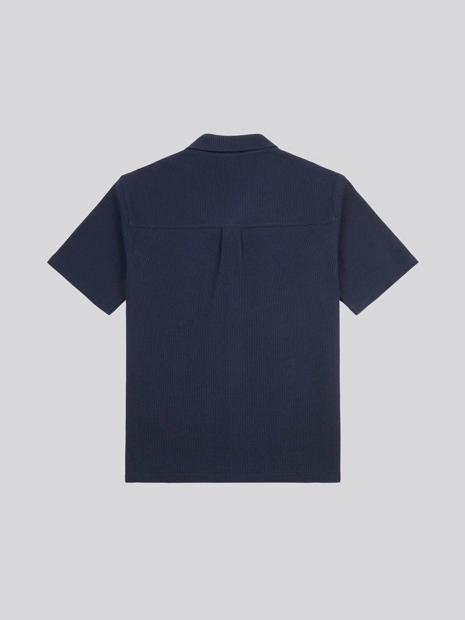 Mens Waffle Texture Revere Shirt in Dark Sapphire Navy - Image 6