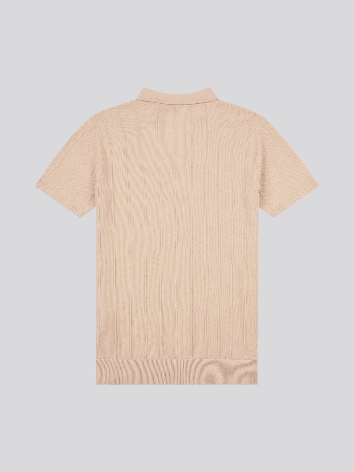 Mens Zip Knit Polo Shirt Doeskin - Image 6