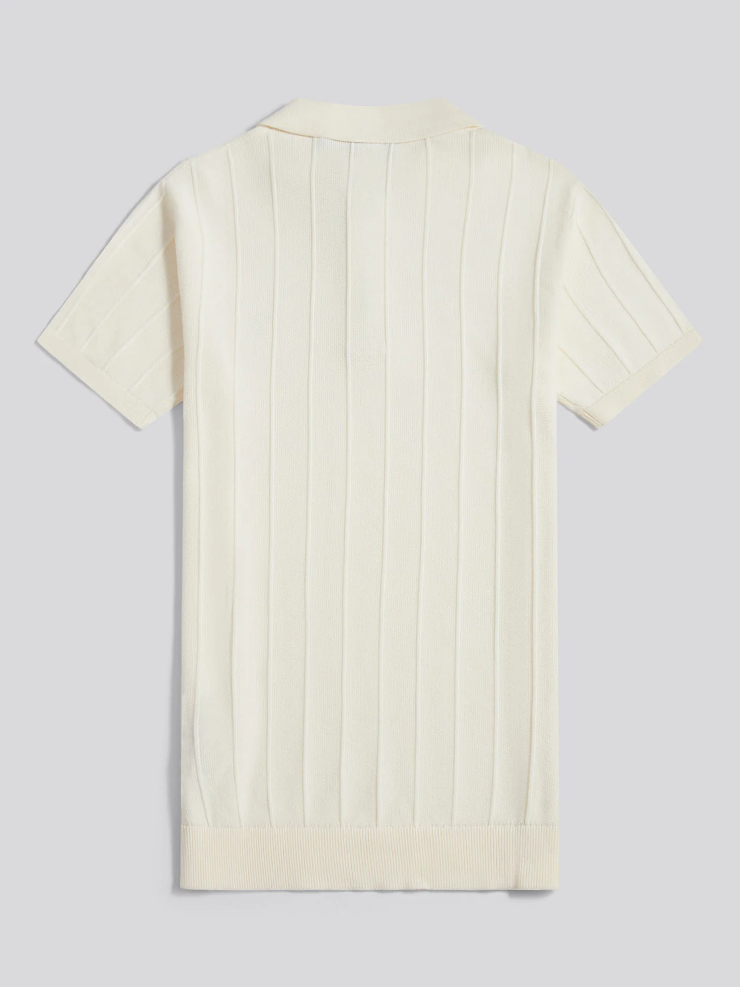 Mens Zip Knit  Polo Shirt Whisper White - Image 2