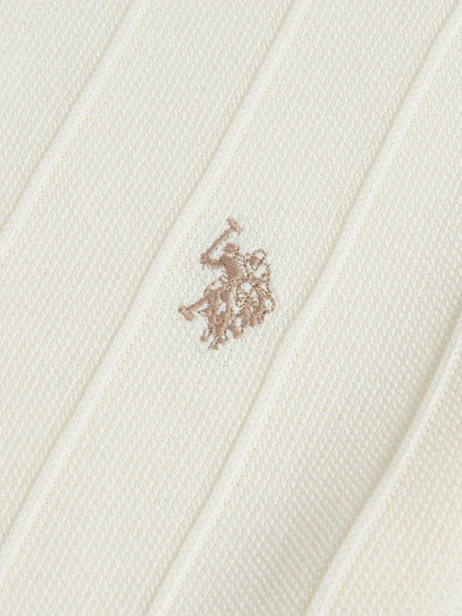 Mens Zip Knit  Polo Shirt Whisper White - Image 3