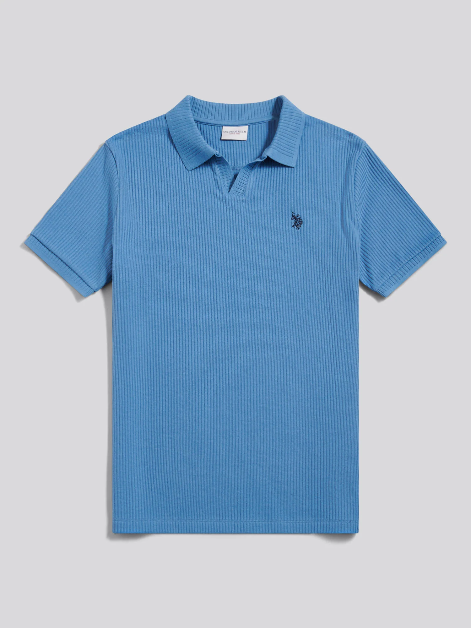 Mens Mini Vertical Texture Open Collar Polo Shirt Riviera - Image 6