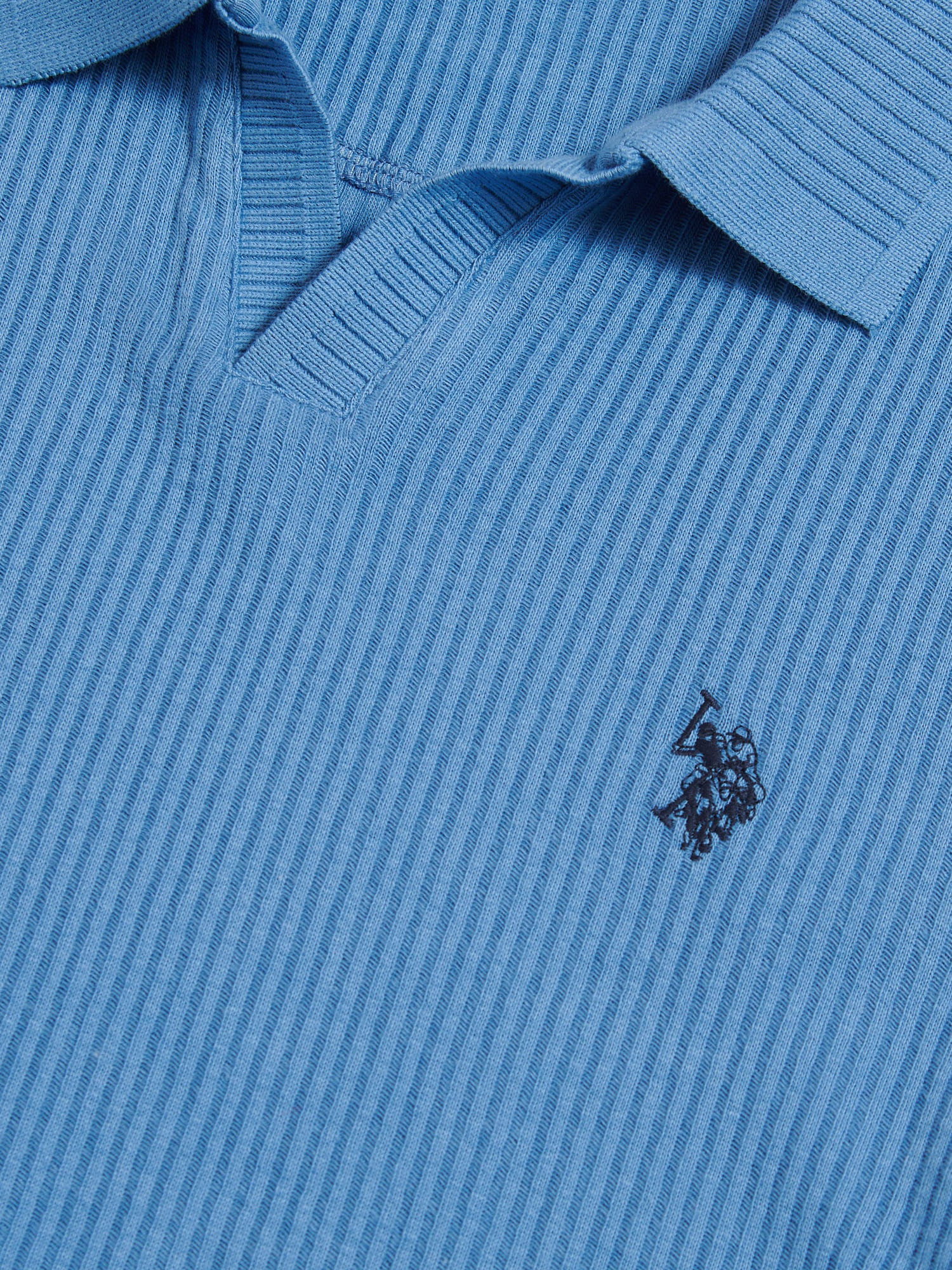 Mens Mini Vertical Texture Open Collar Polo Shirt Riviera - Image 8