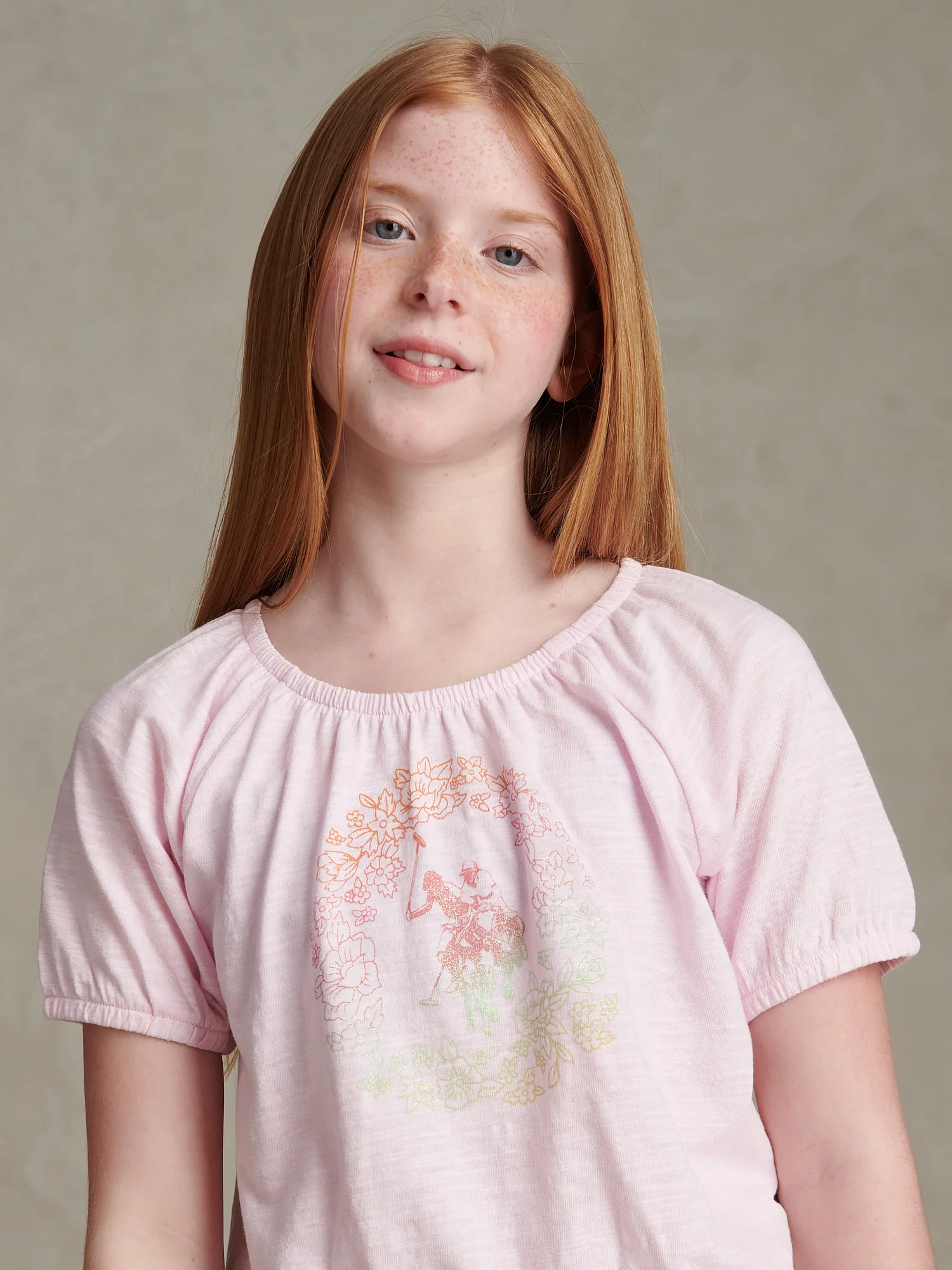 Girls Ombre Floral Elasticated T-Shirt Pink Tulle - Image 2