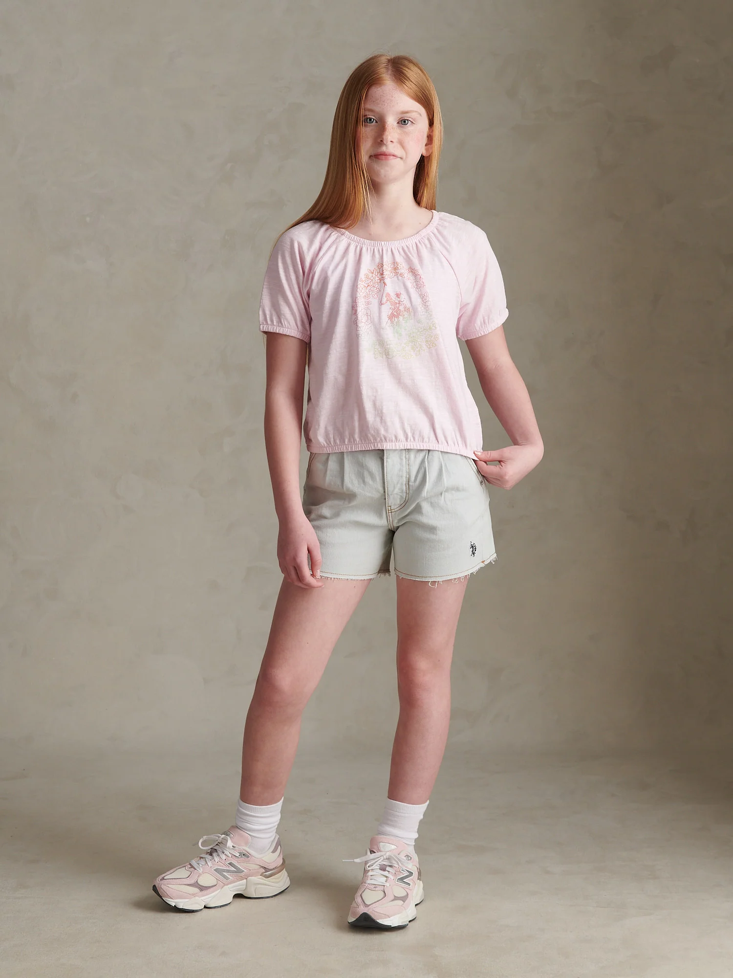 Girls Ombre Floral Elasticated T-Shirt Pink Tulle - Image 3