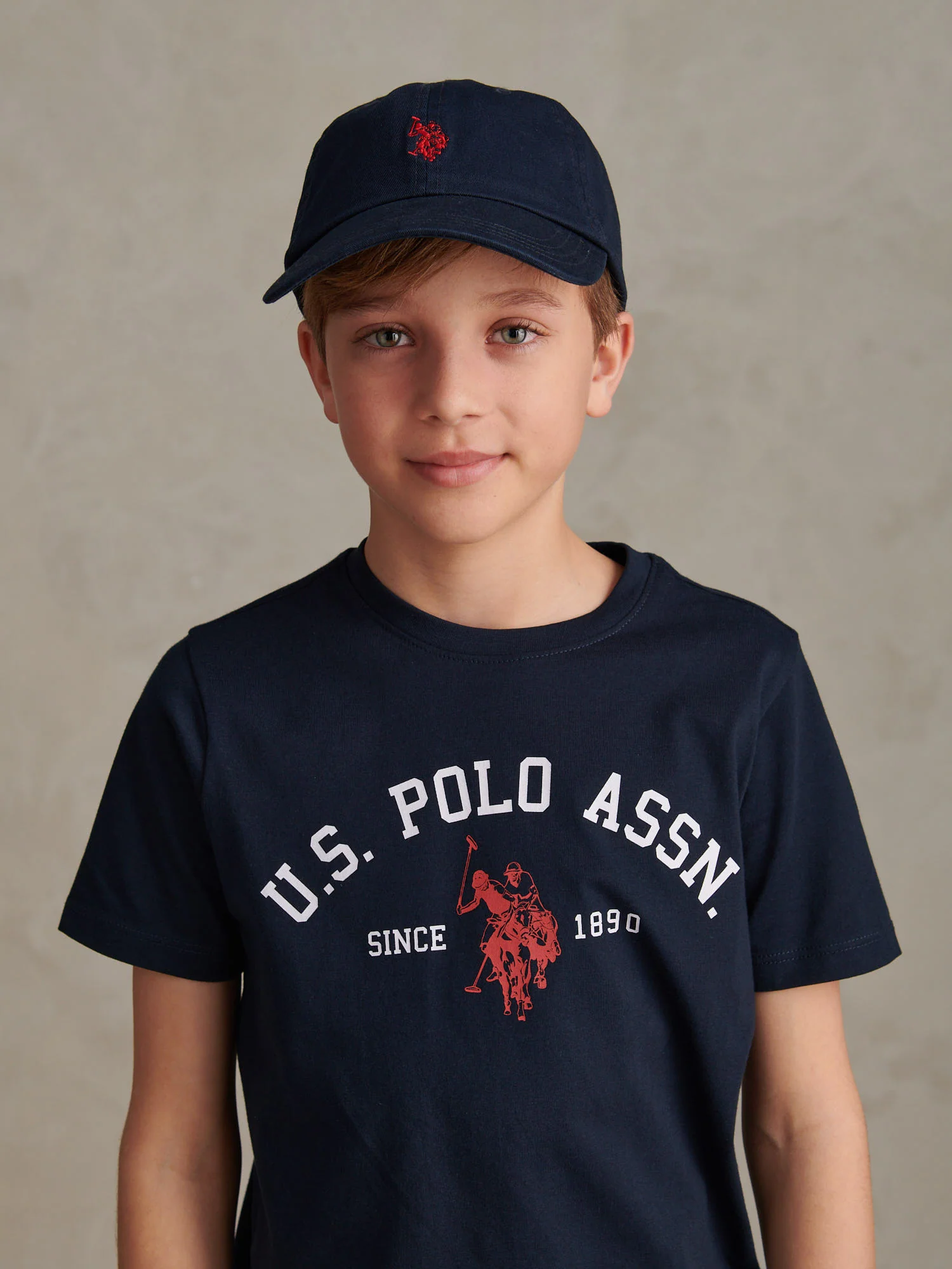 Boys Washed Outline Logo Cap Dark Sapphire Navy / Haute Red DHM