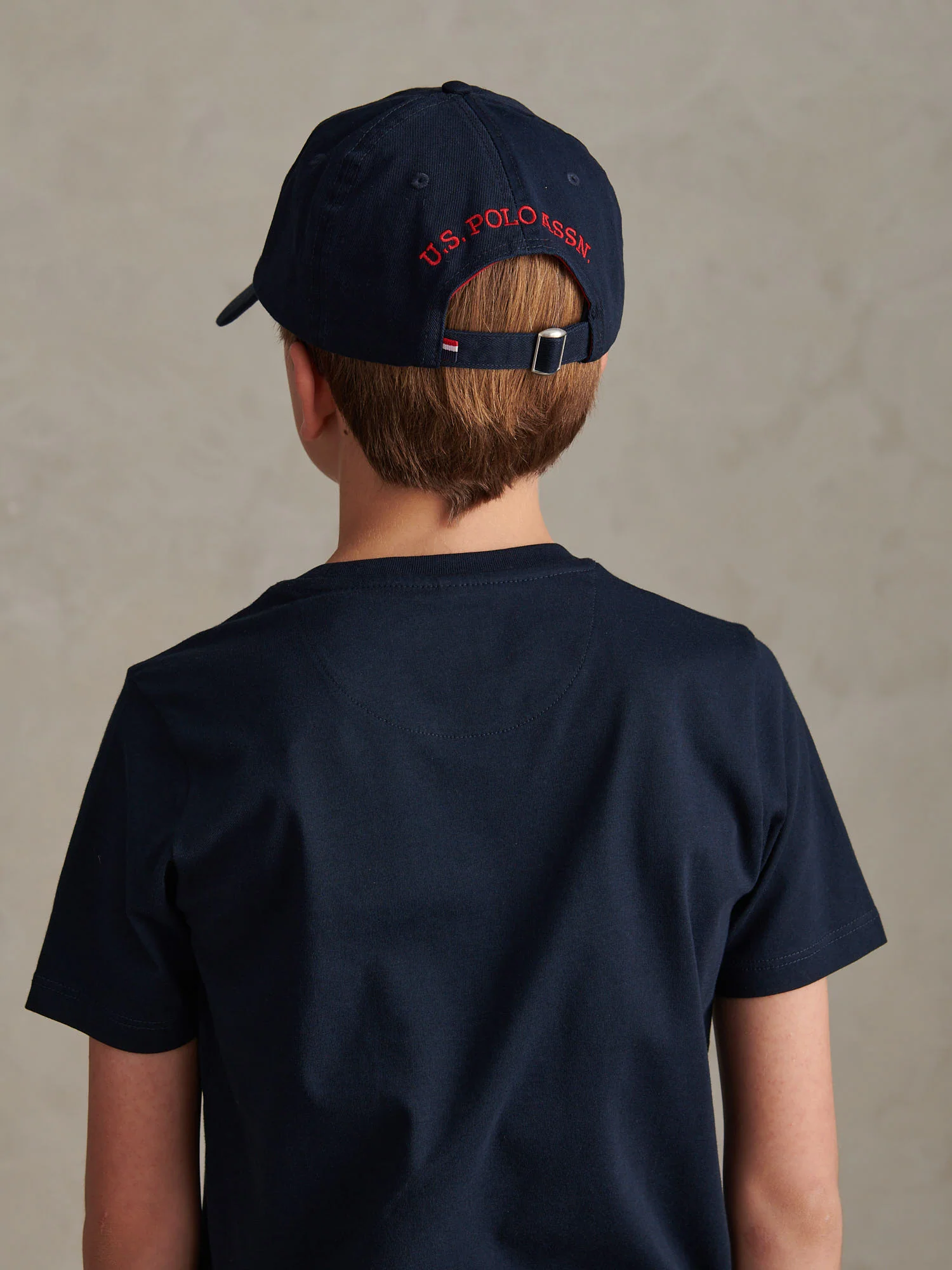 Boys Washed Outline Logo Cap Dark Sapphire Navy / Haute Red DHM - Image 2