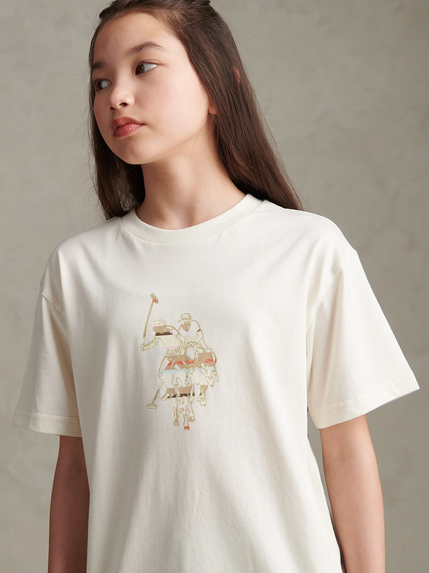Girls Oversized Double Horsemen Graphic T-Shirt Marshmallow - Image 2