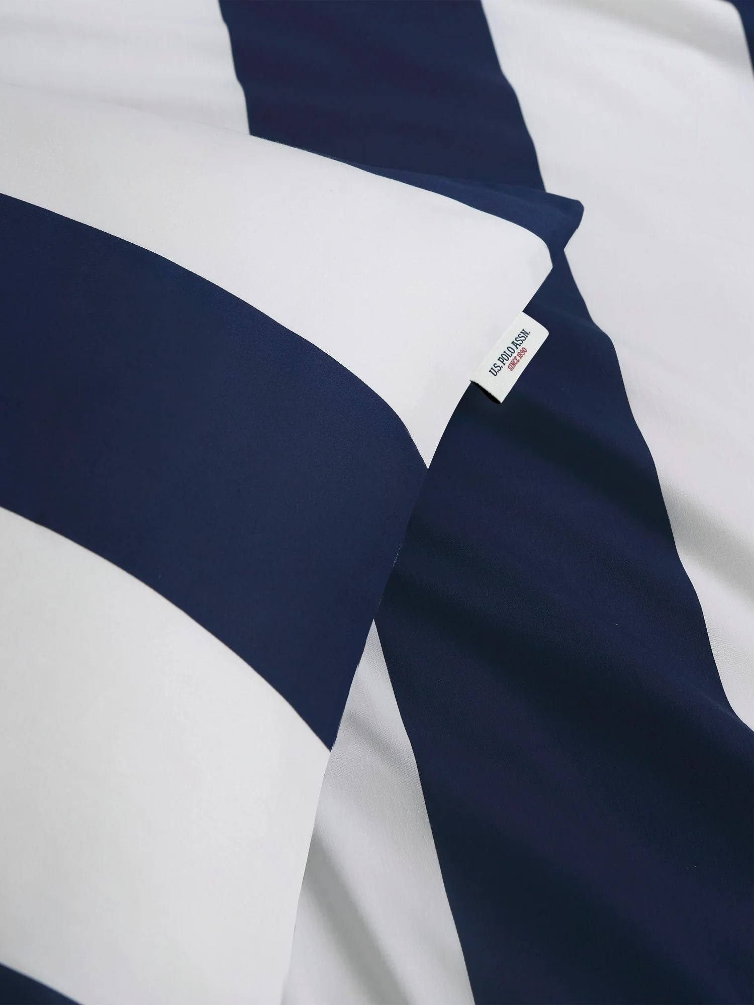 Pure Cotton Block Stripe Duvet Set in Navy Iris - Image 4