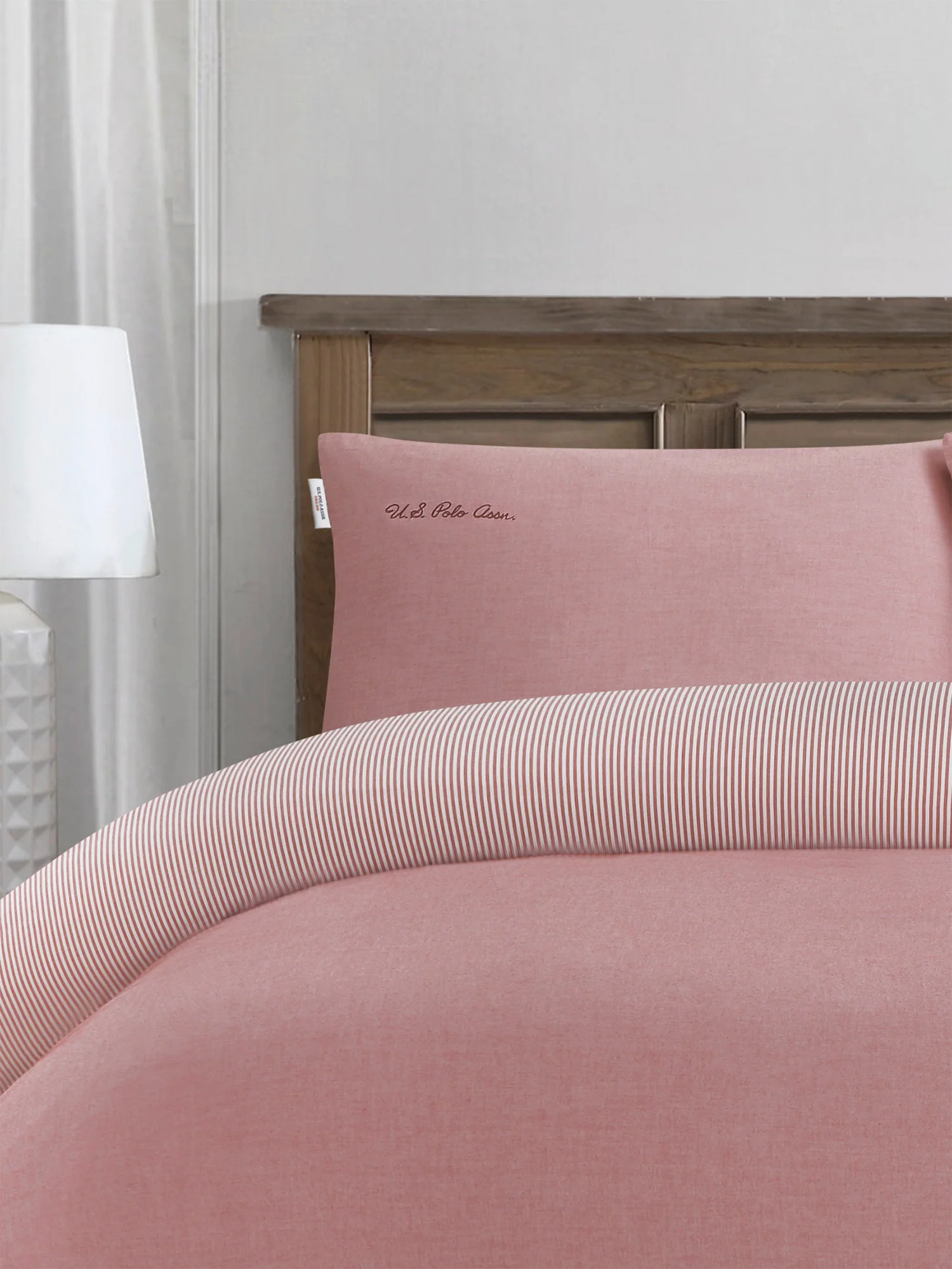 Pure Cotton Chambray Duvet Set Haute Red - Image 2