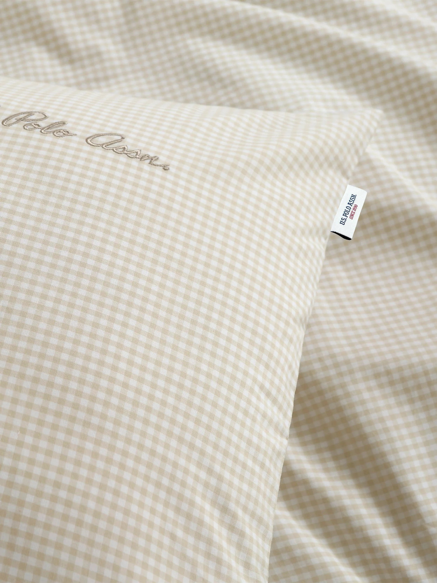 Pure Cotton Check Duvet Set Oatmeal - Image 4