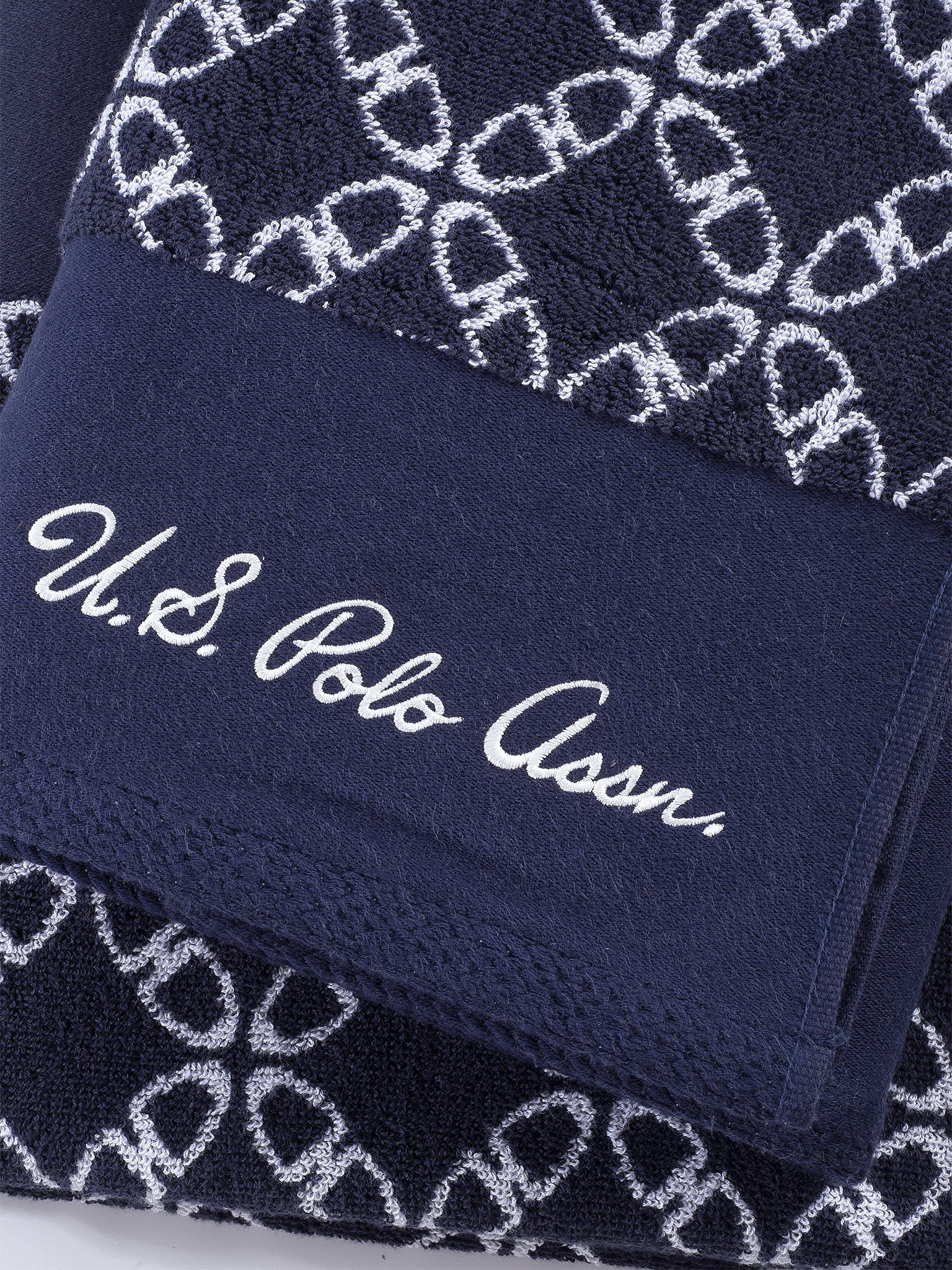 Pure Cotton Geo Towel in Navy Iris - Image 3