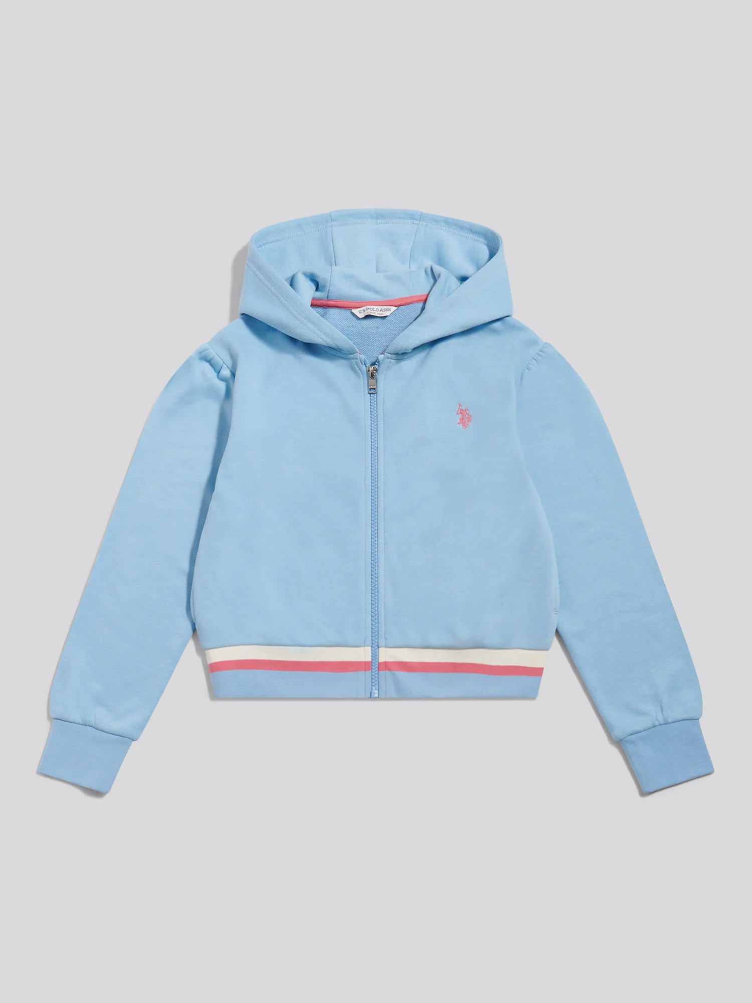 Girls Rainbow Stripe Double Horsemen Zip Through Hoodie Open Air - Image 5