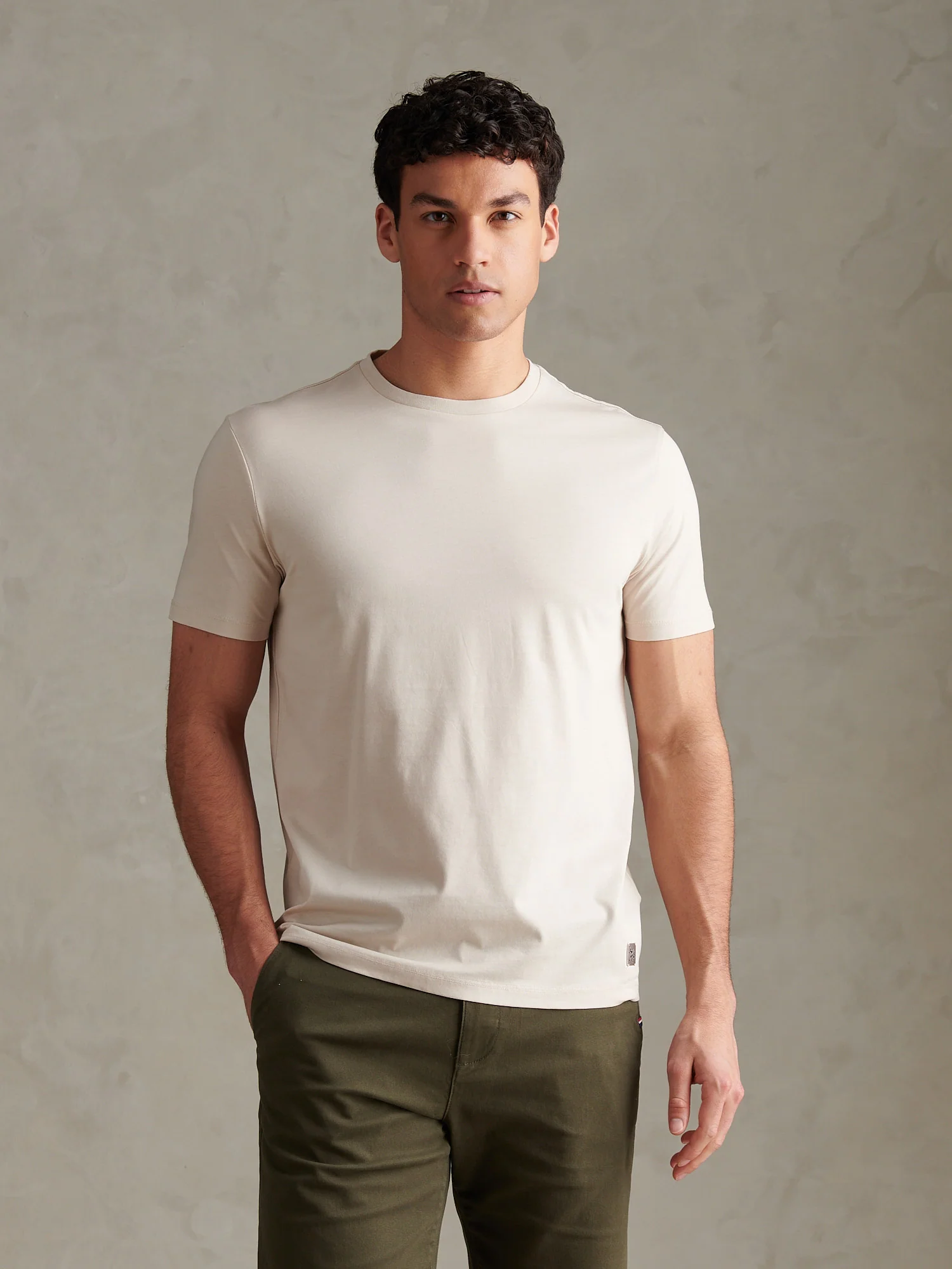 Mens Smart Mercerised T-Shirt Beige