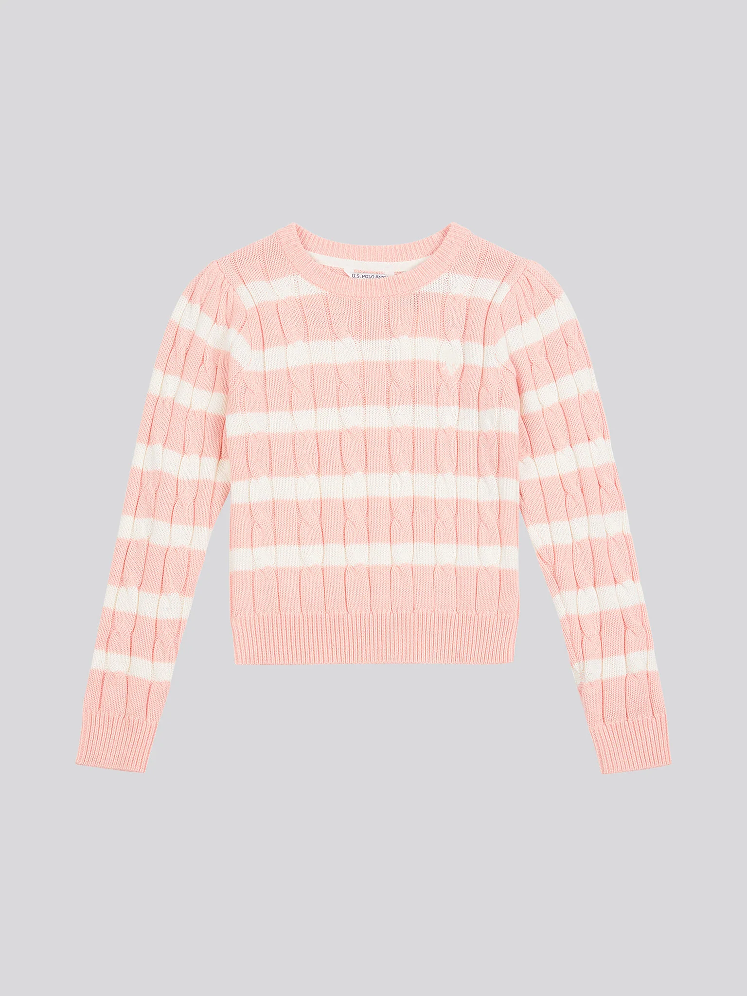 Stripe Cable Knit Jumper Crystal Rose - Image 5