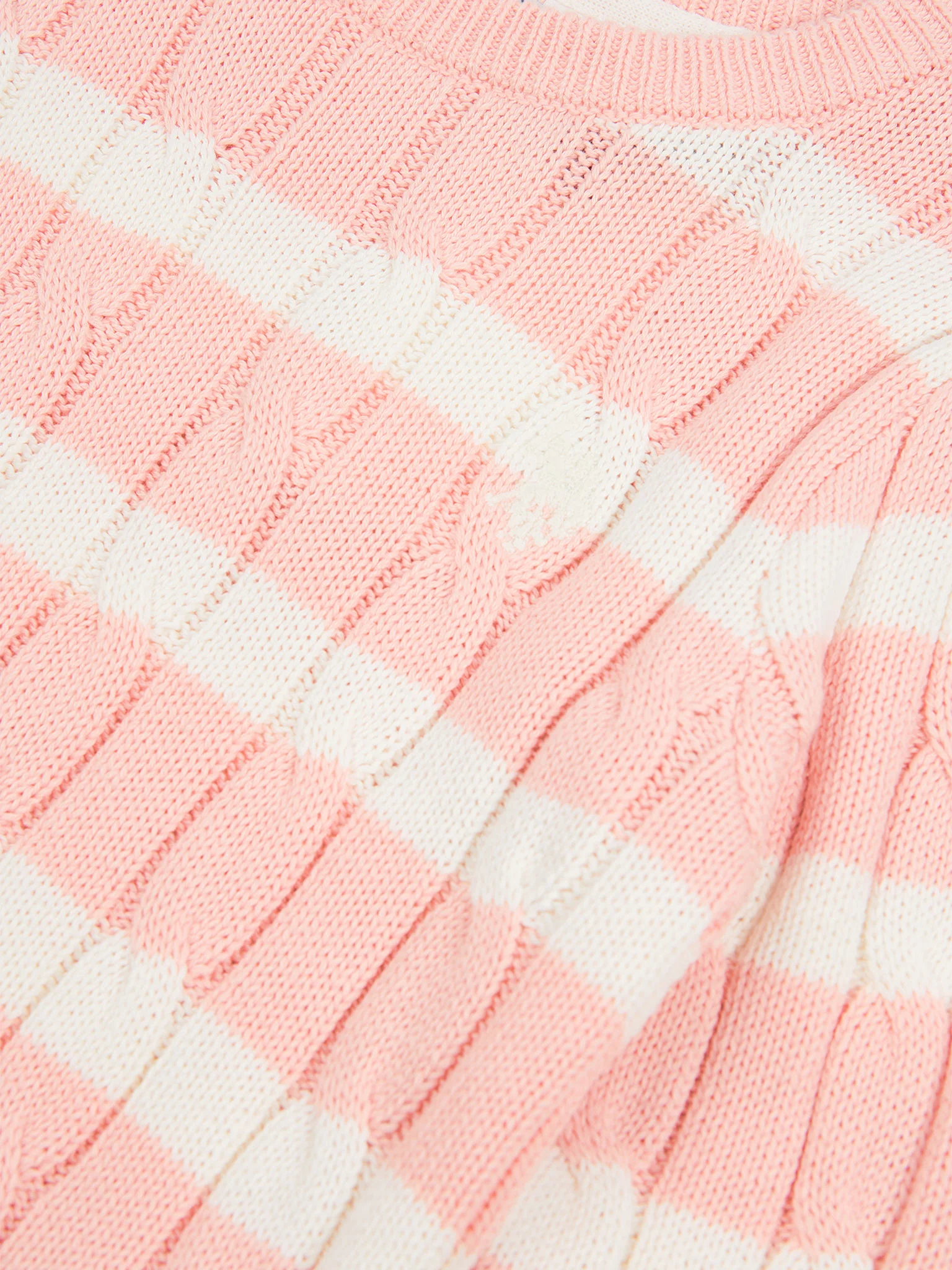 Stripe Cable Knit Jumper Crystal Rose - Image 7