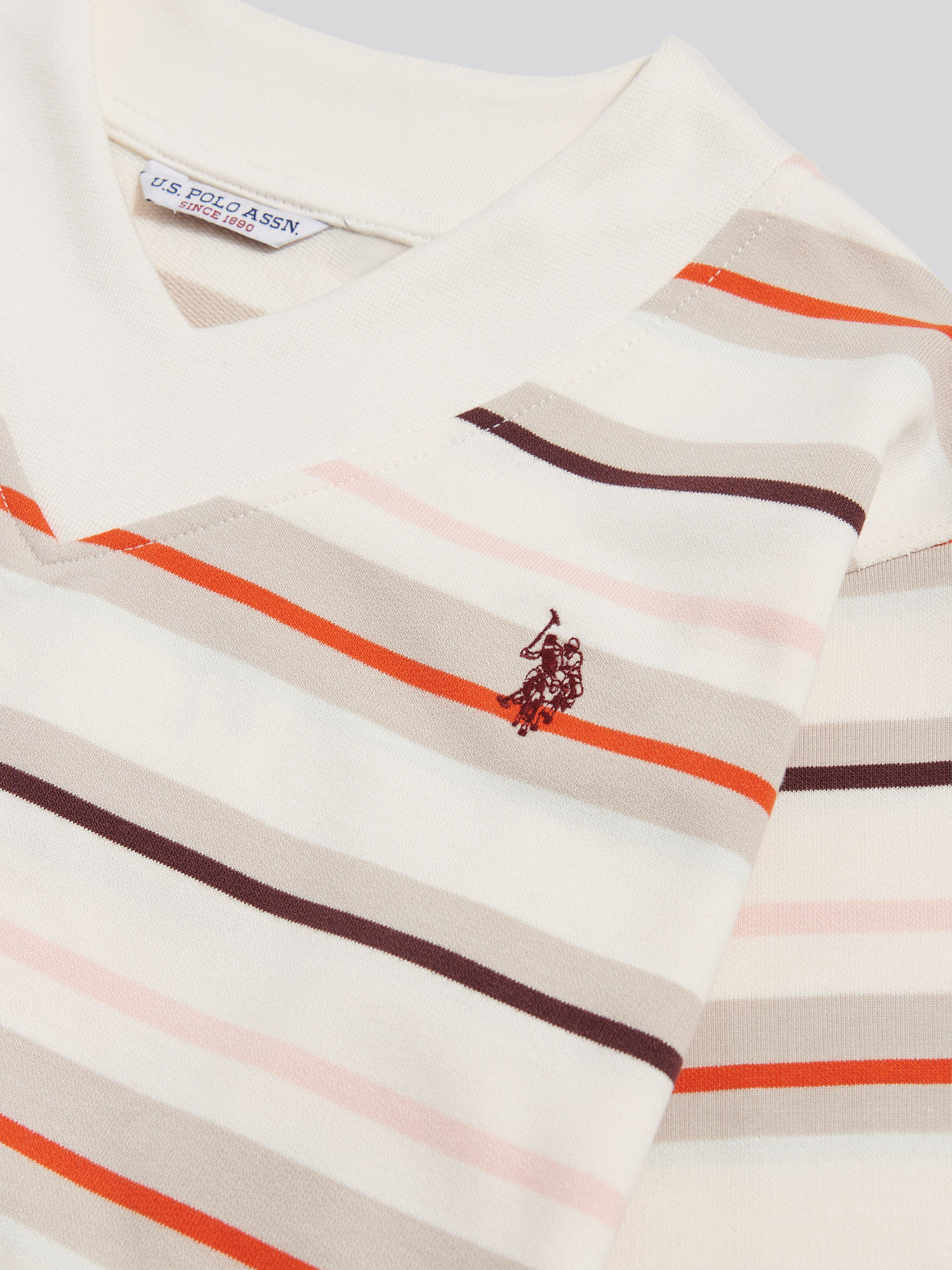 Girls Stripe Logo V-Neck Sweatshirt Pumice Stone - Image 6