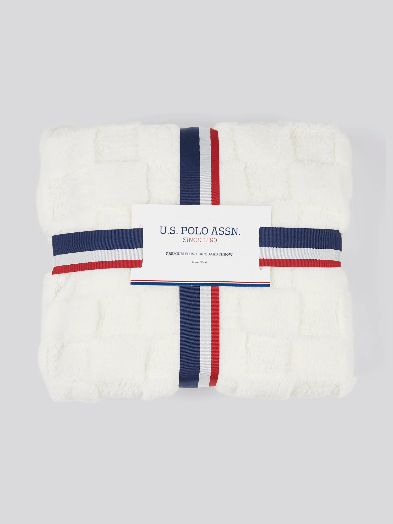 Premium Plush Jacquard Throw in Bright White